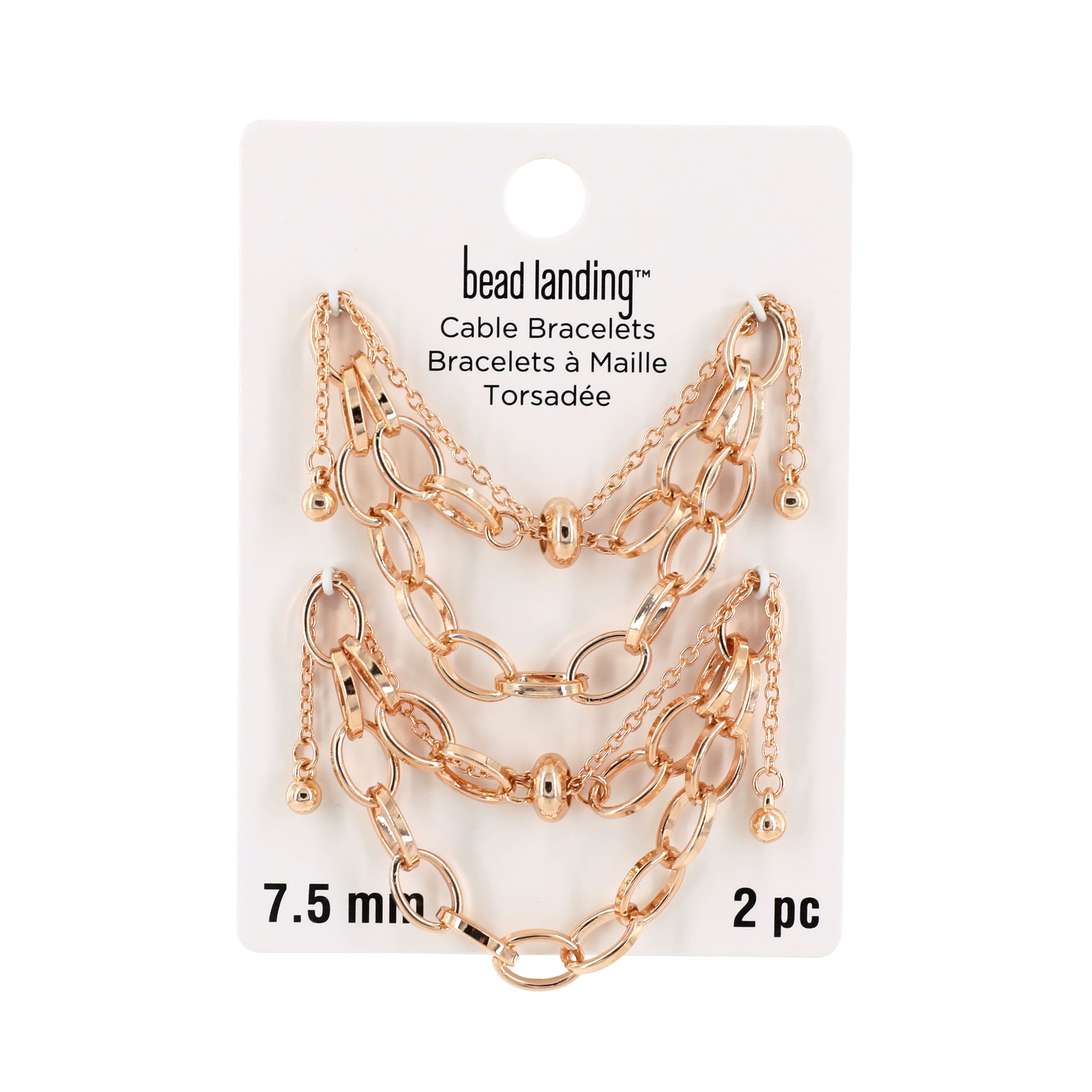 Bracelets câbles dorés à fermoir coulissant pour breloques de Bead Landing, 2 unités