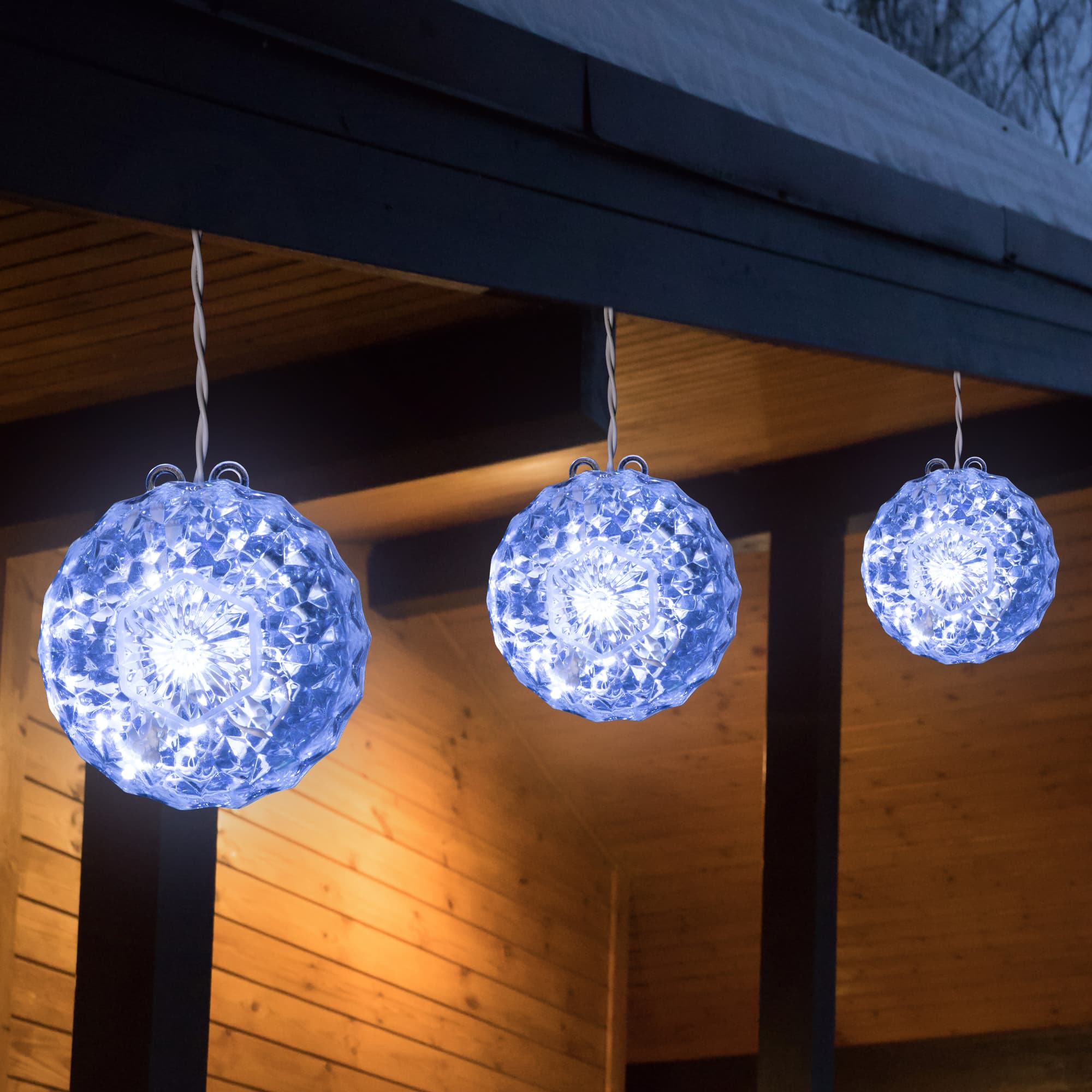 6" Clear LED Hanging Crystal Sphere Ball Outdoor Decoration
