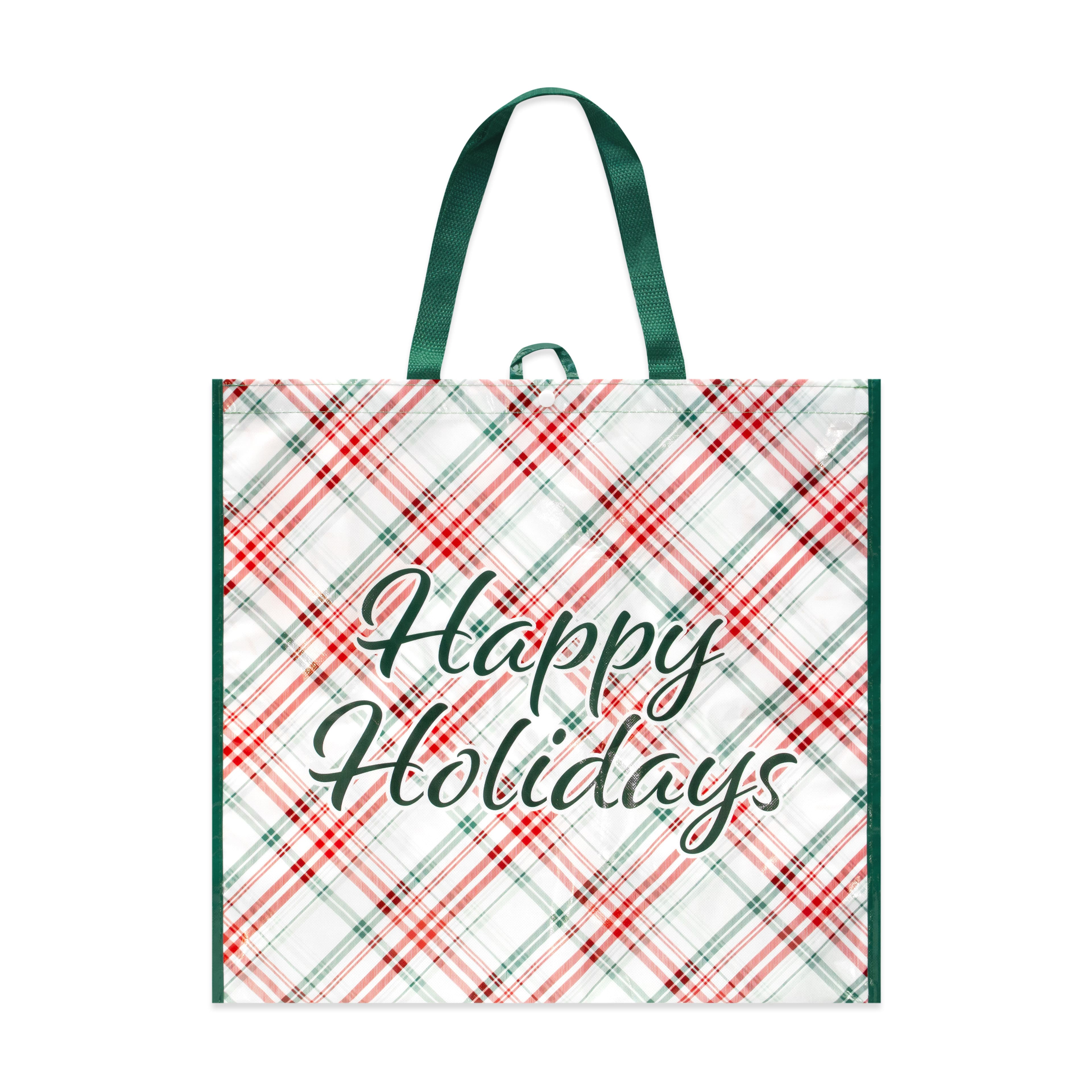 Large Reusable Christmas Plaid Tote by Celebrate It&#x2122;