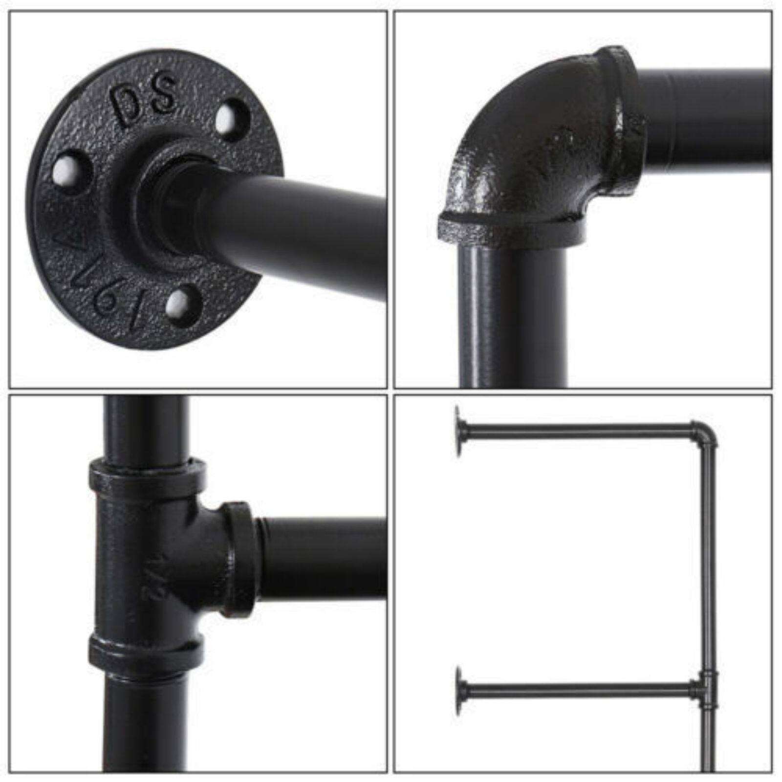 NEX™ 55" Black DIY Industrial Wall-Mounted Iron Pipe Open Bookshelf