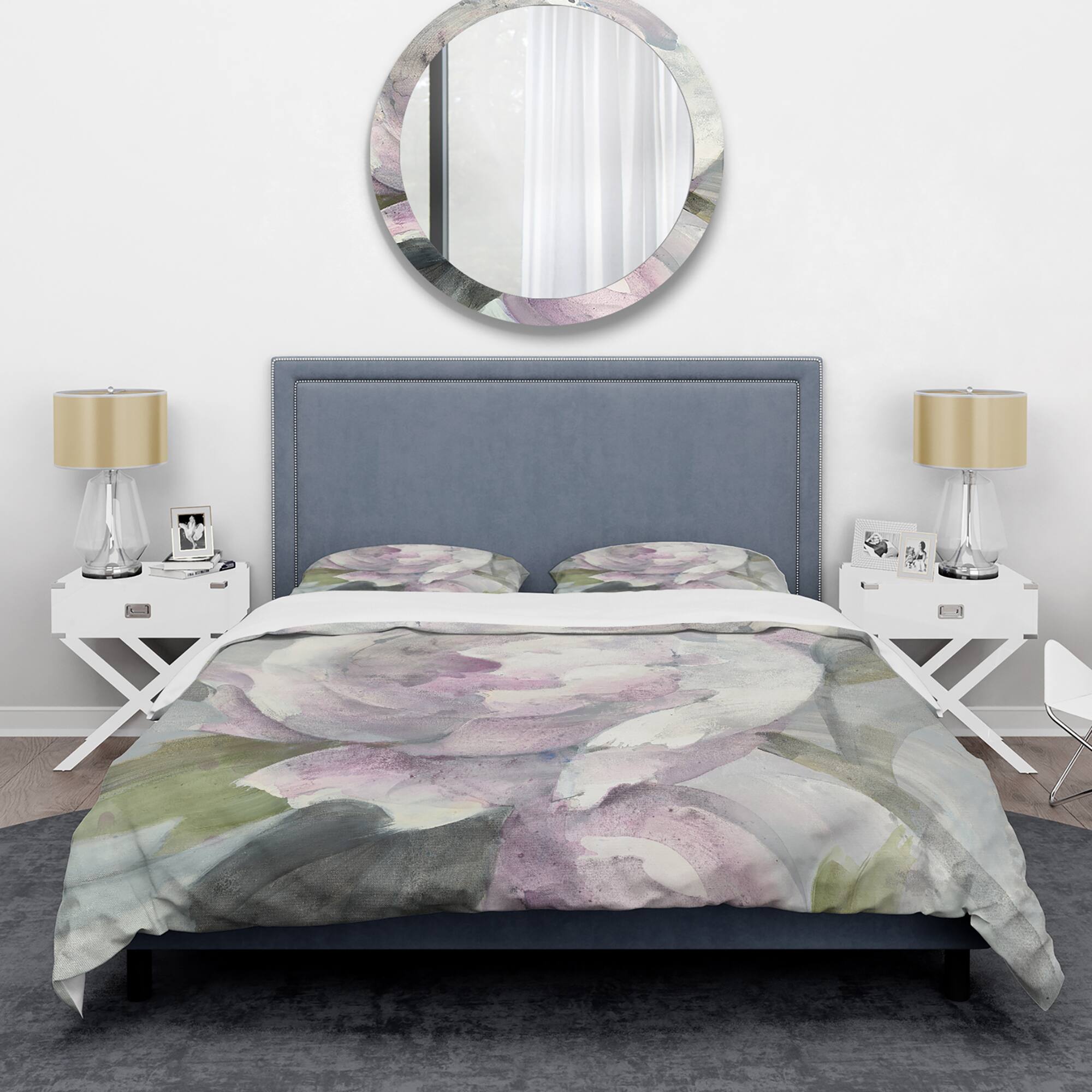 Designart &#x27;Twilight Peony&#x27; Shabby Bedding Set - Duvet Cover &#x26; Shams