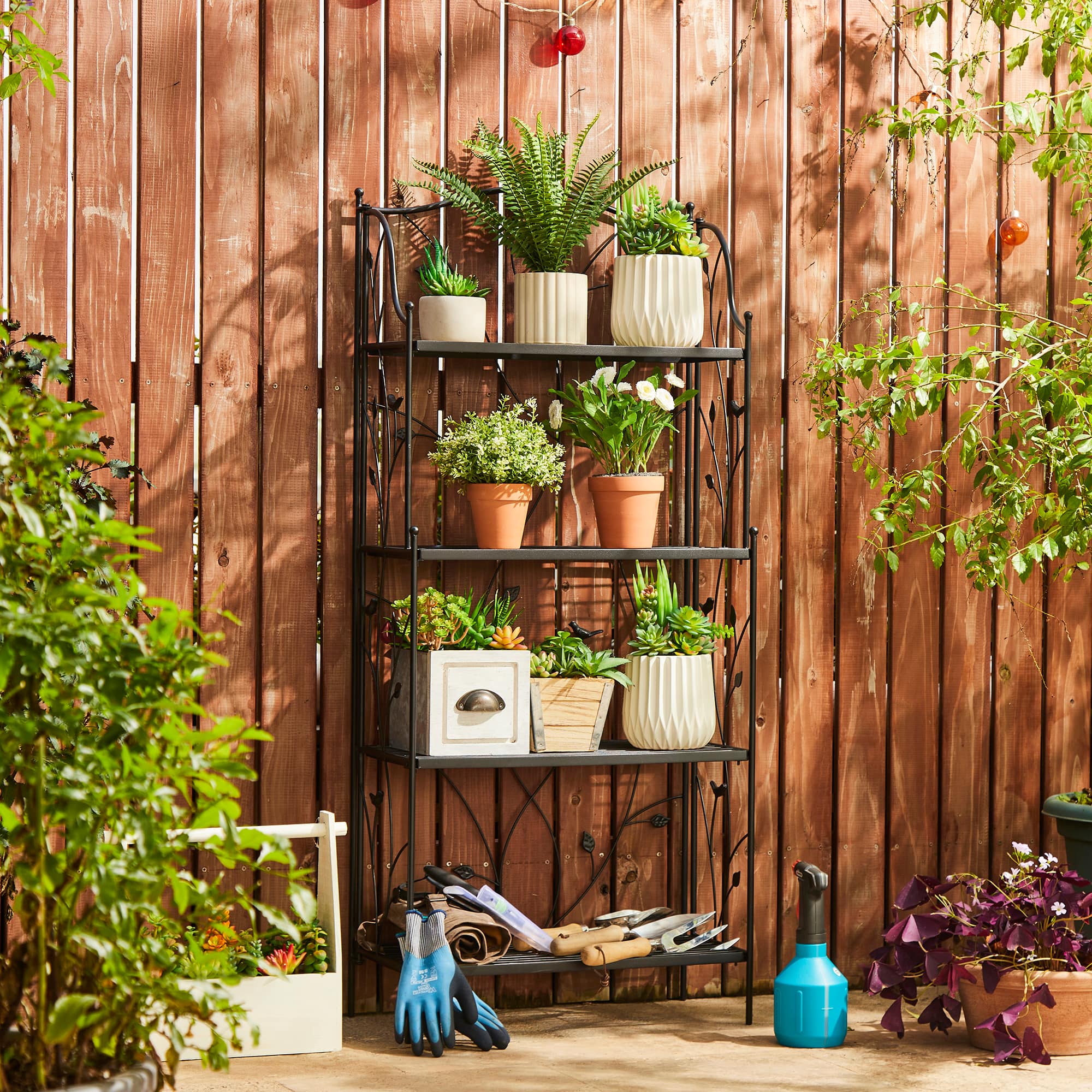 Glitzhome® 4ft. Metal 4-Tiered Rectangular Shelf Stand