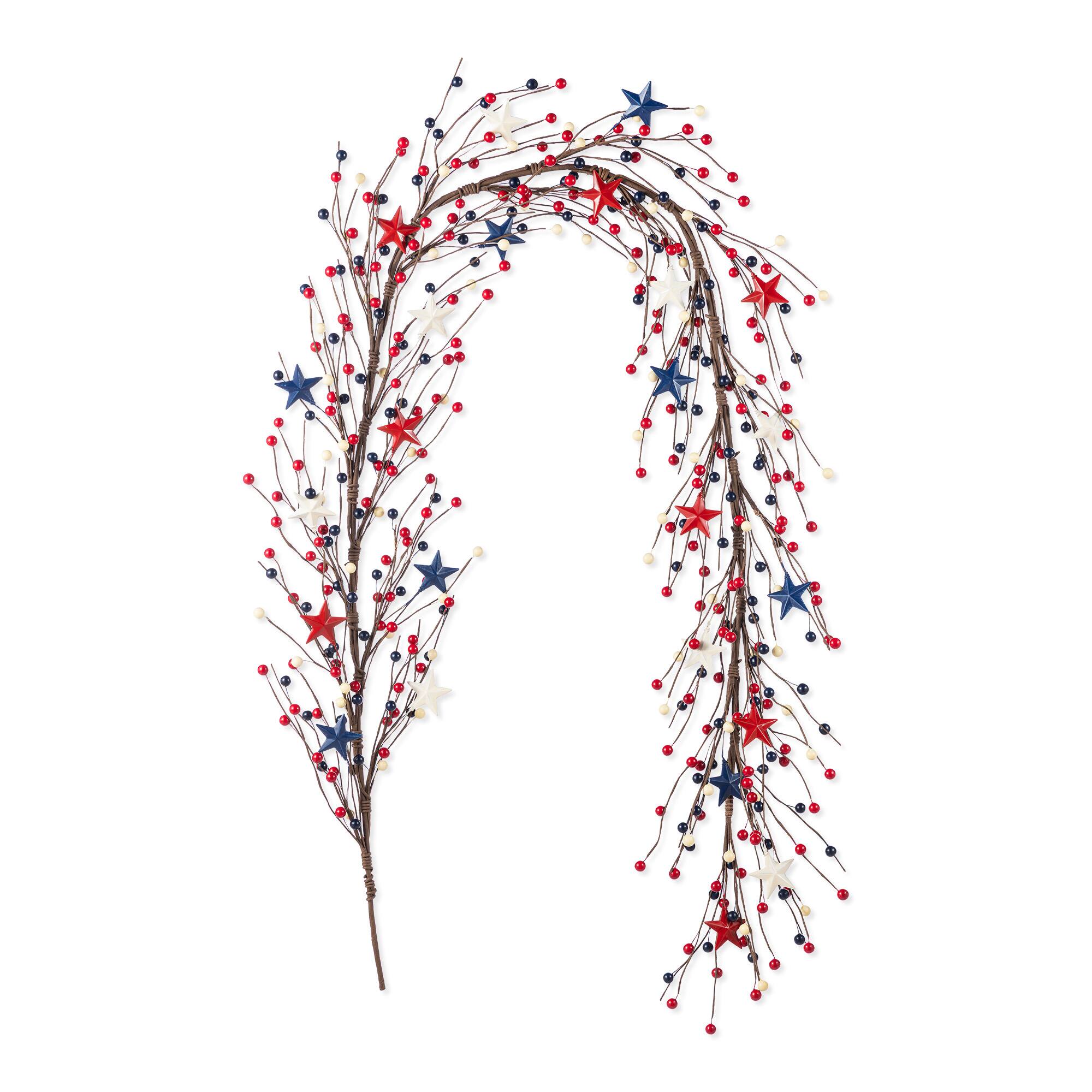 Glitzhome® 6ft. Patriotic Americana Stars & Berry Garland