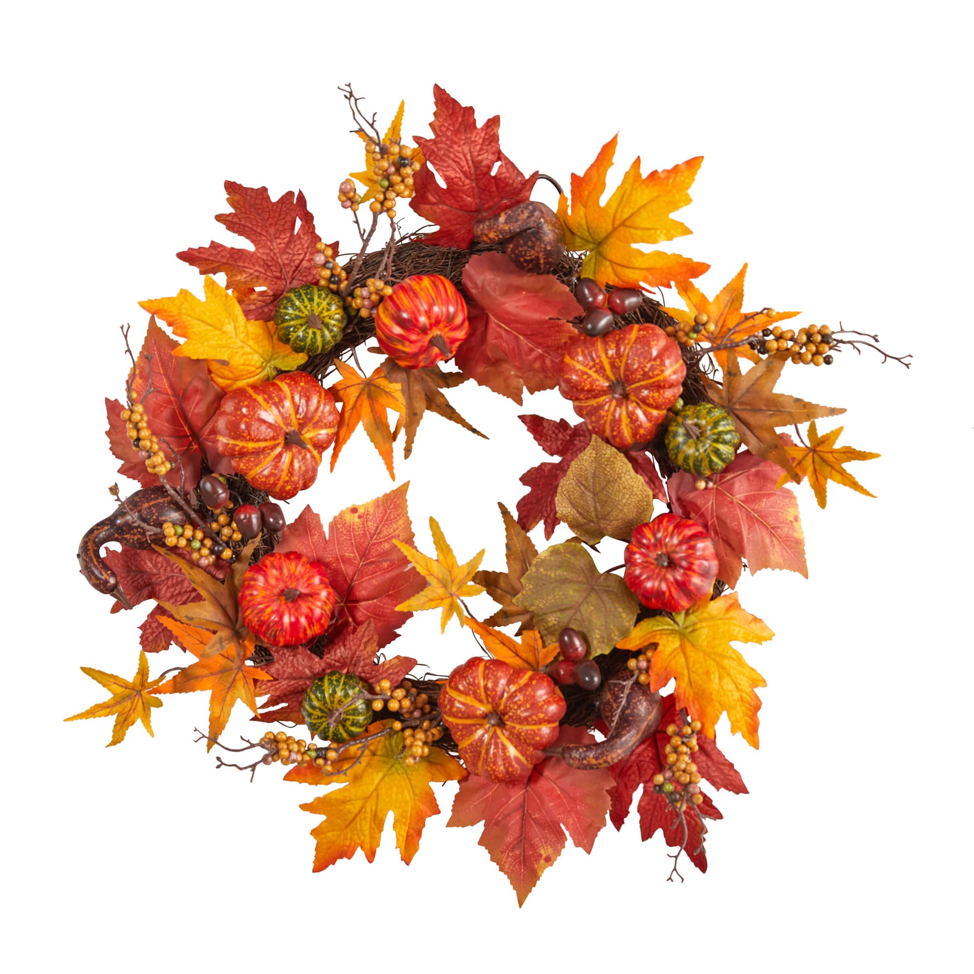 24&#x22; Pumpkin &#x26; Berries Artificial Fall Wreath
