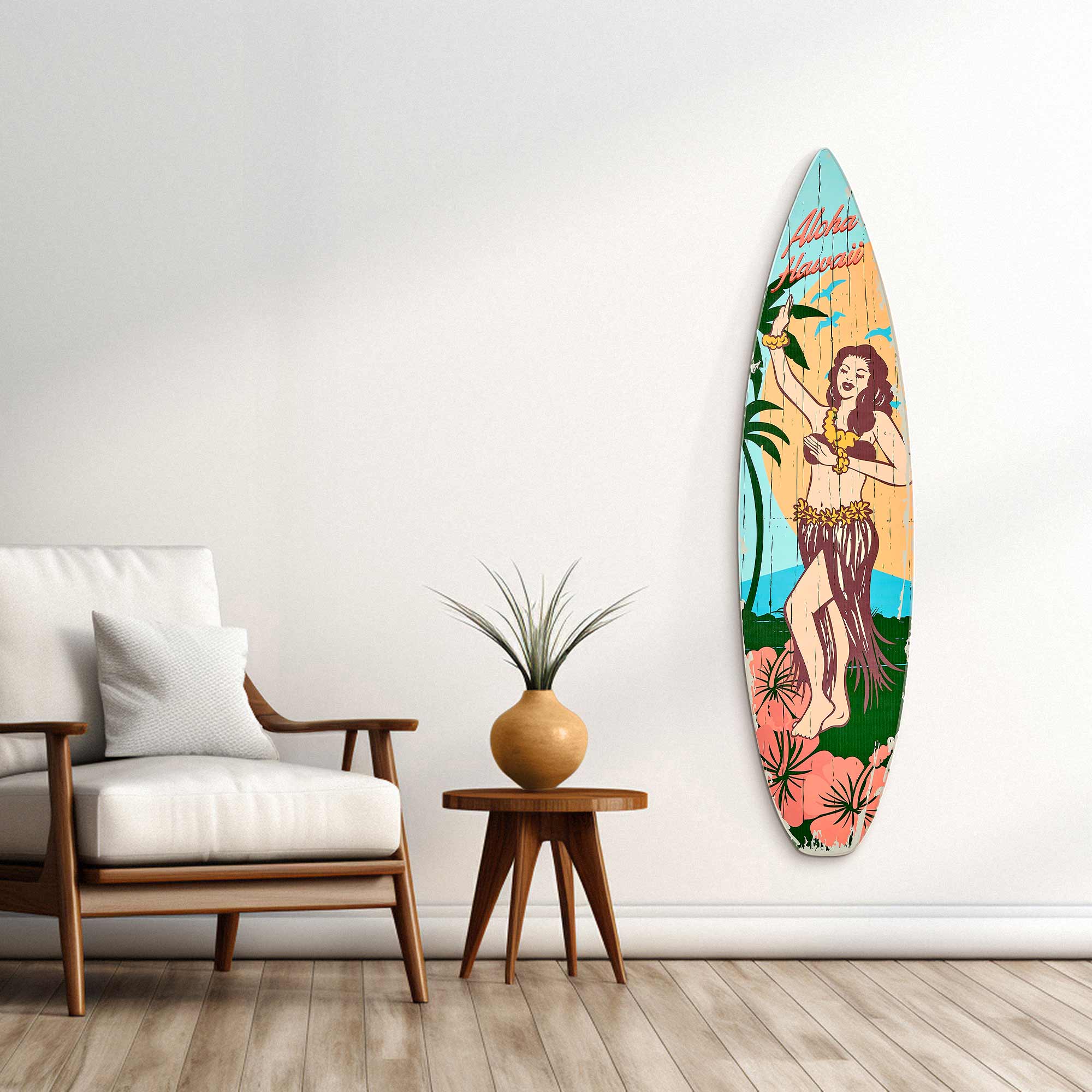 American Art Decor Aloha Hawaii Surfboard Plague Wall Sign - 15&#x22; x 59.625&#x22;
