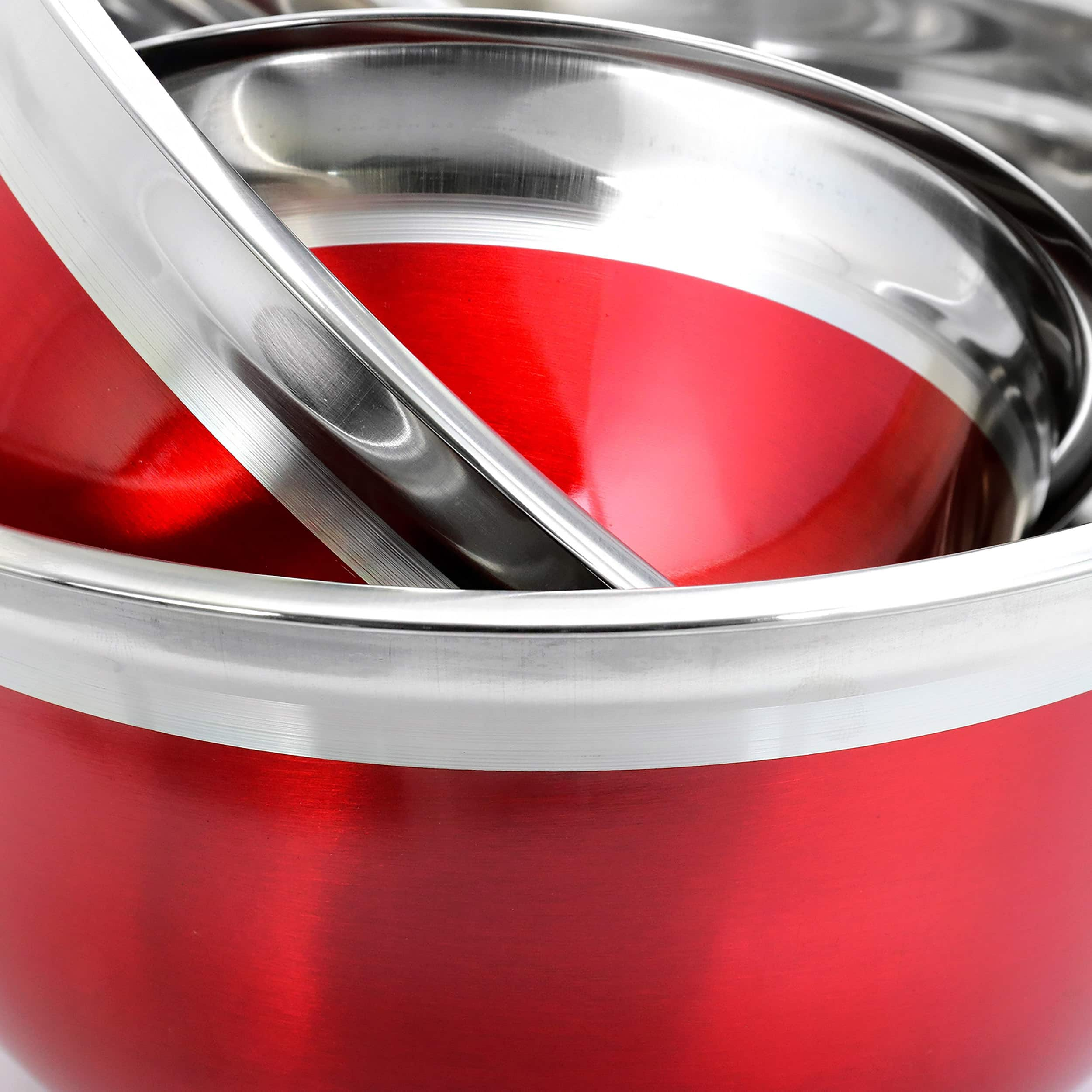 Oster Rosamond Red Stainless Steel Mixing Bowl Set