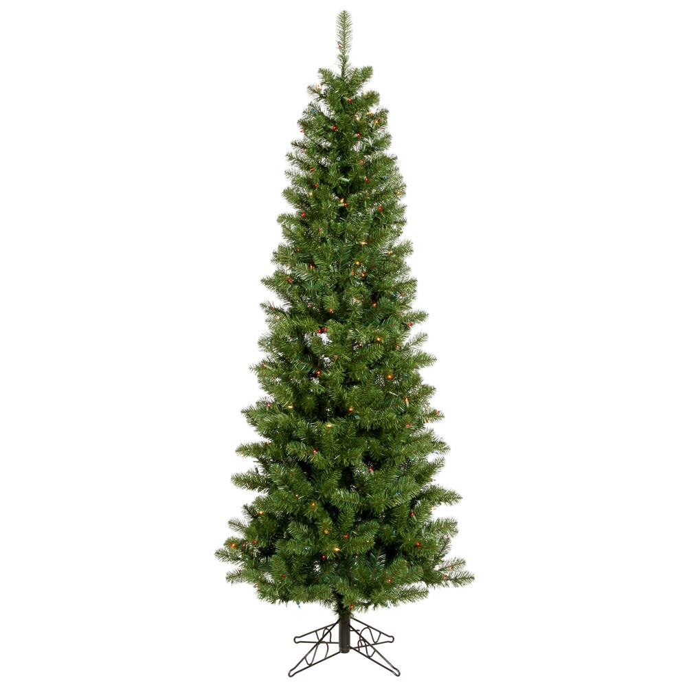 4.5ft. Pre-Lit Salem Pine Pencil Artificial Christmas Tree, Multi-Colored LED Lights