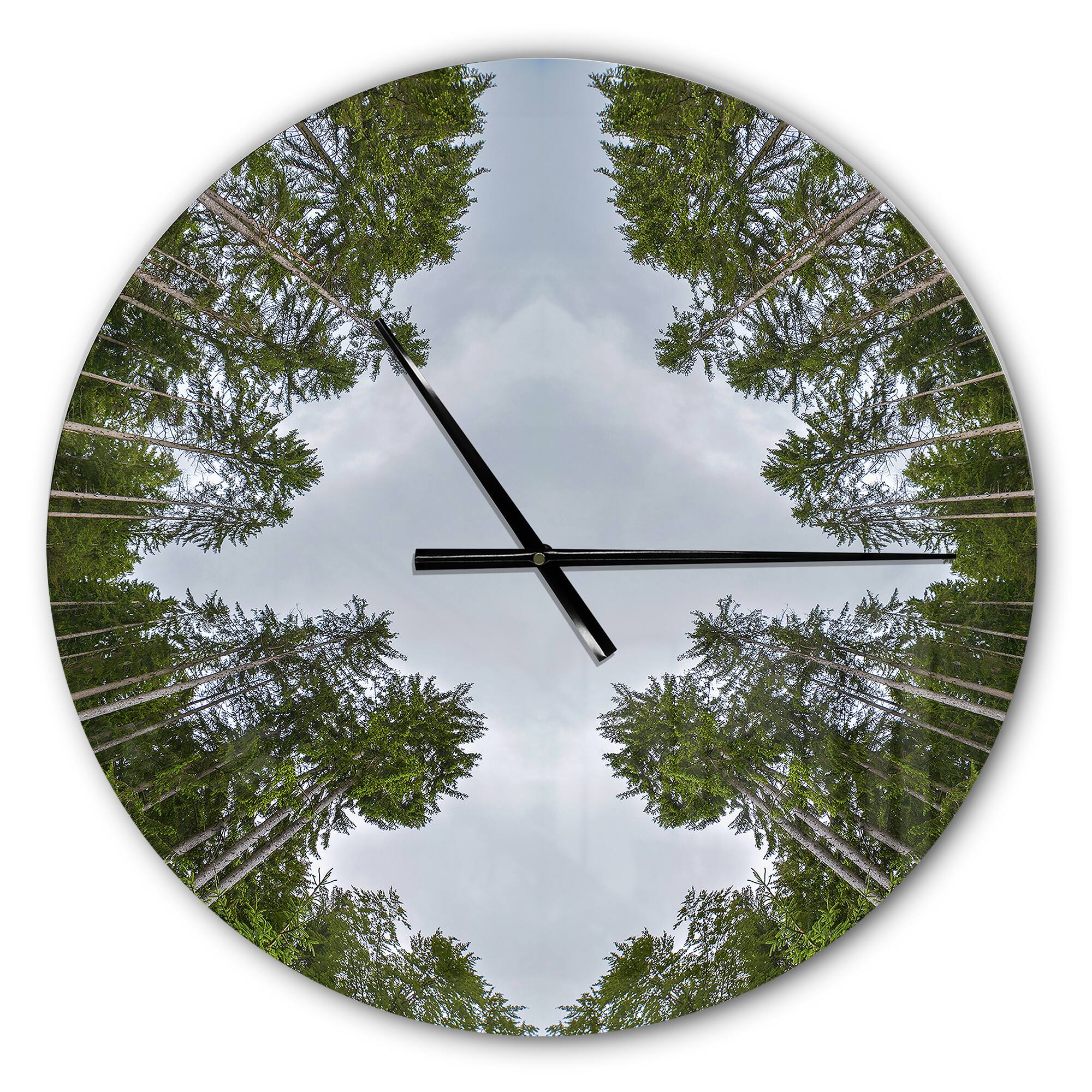 Designart Circle Composition of Coniferous Trees Modern Wall Clock