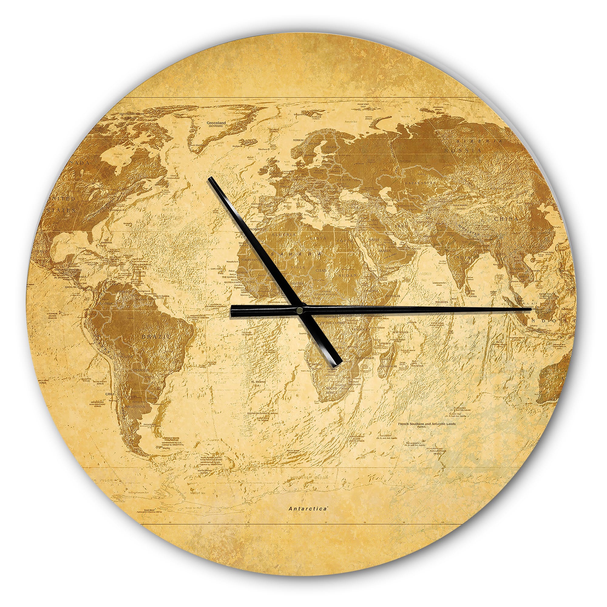 Designart Vintage Classic Map Wall Clock