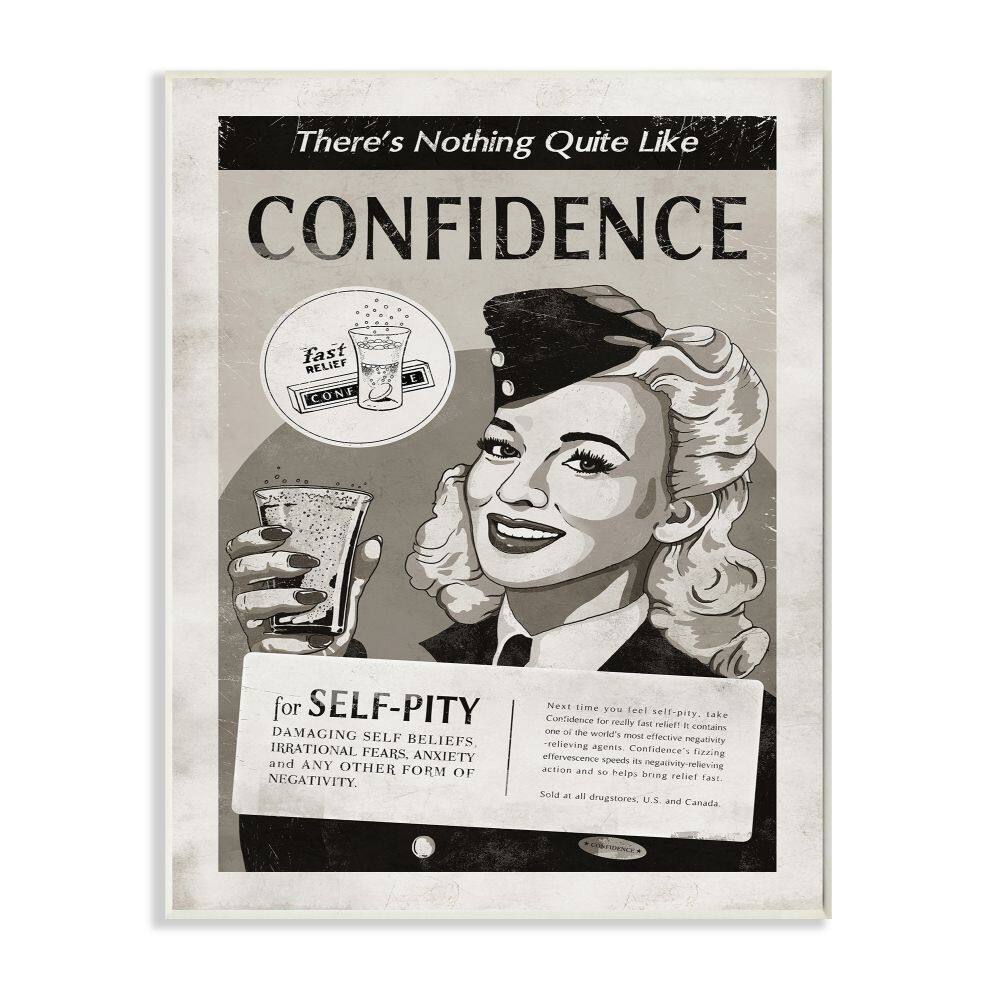 Stupell Industries Confidence Vintage Comic Book Wooden Wall Plaque