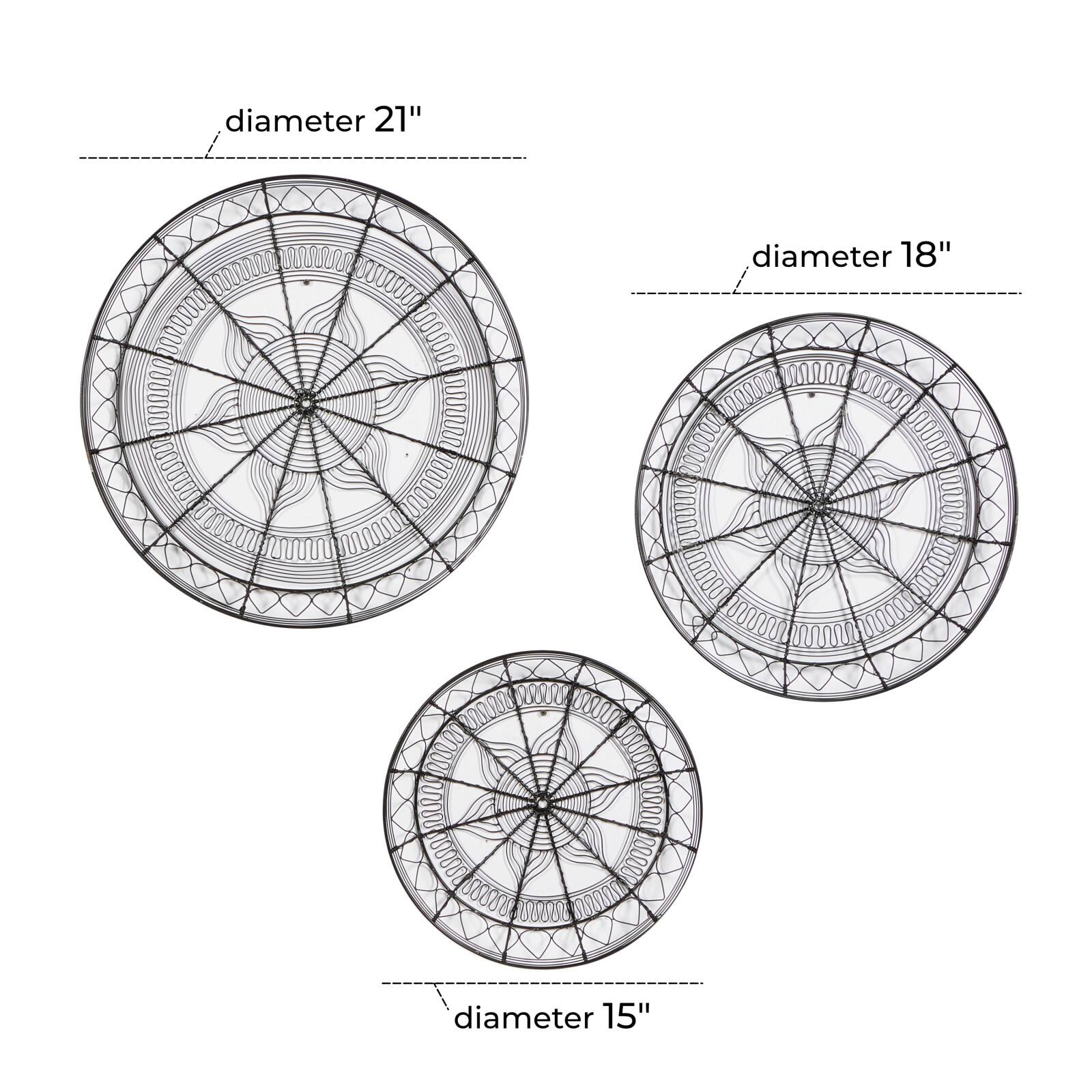 Black Eclectic Wall Décor Set 21", 18" & 15"