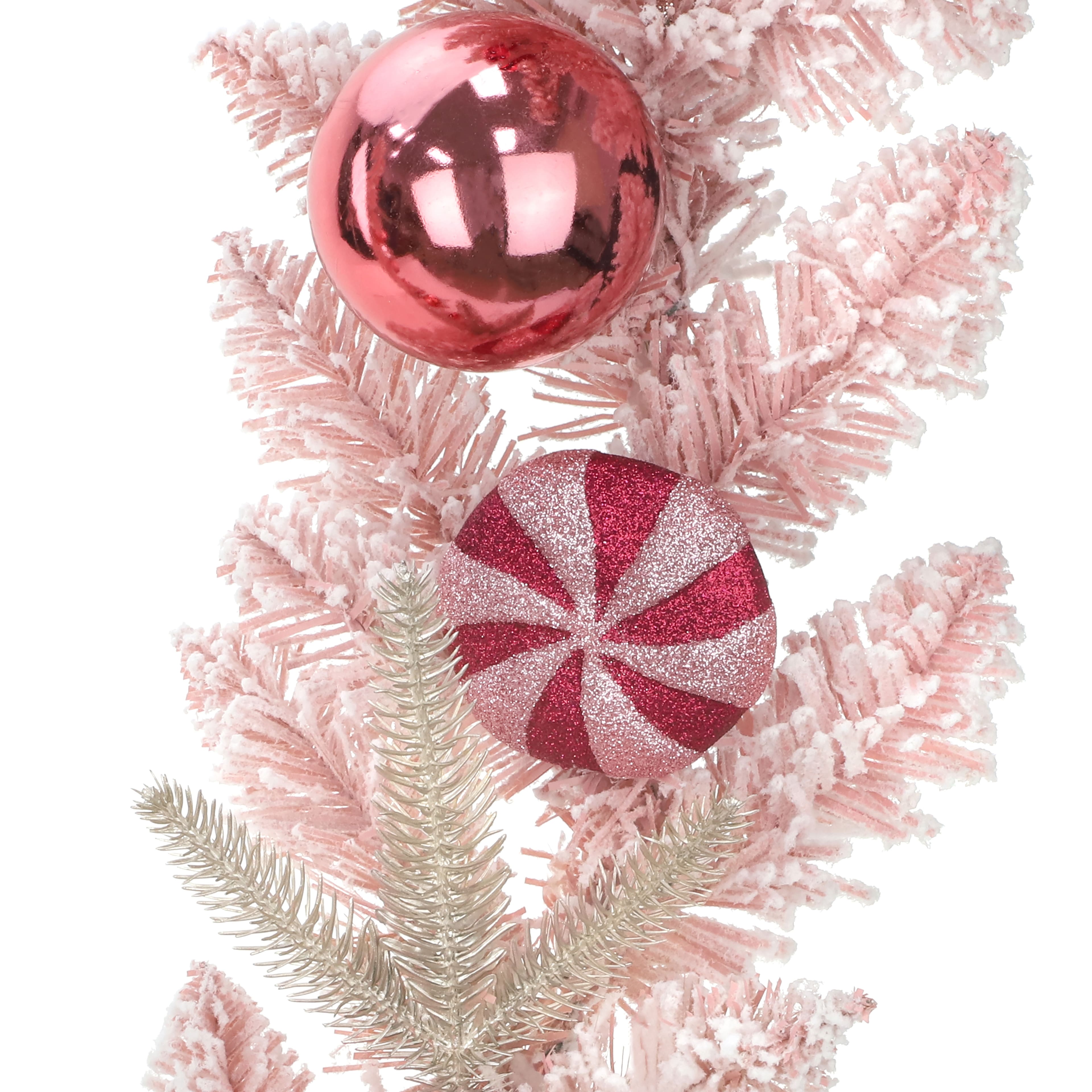 6ft. Pink Flocked Pine & Ornament Garland by Ashland®