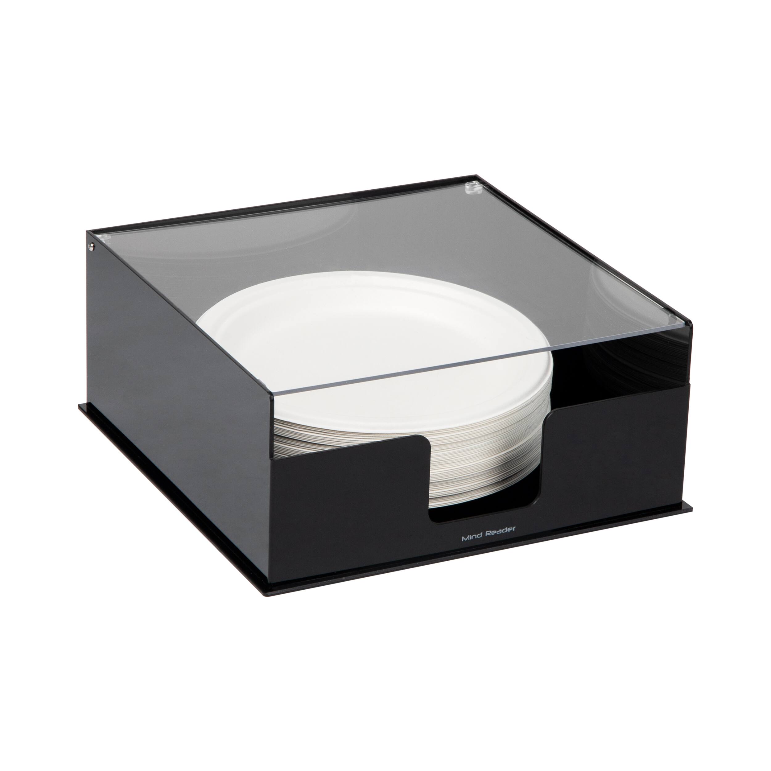 Mind Reader Foundation Collection Black Covered Plate Dispenser