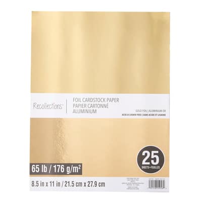 Gold Foil 8.5" x 11" Cardstock Paper by Recollections™, 25 Sheets image