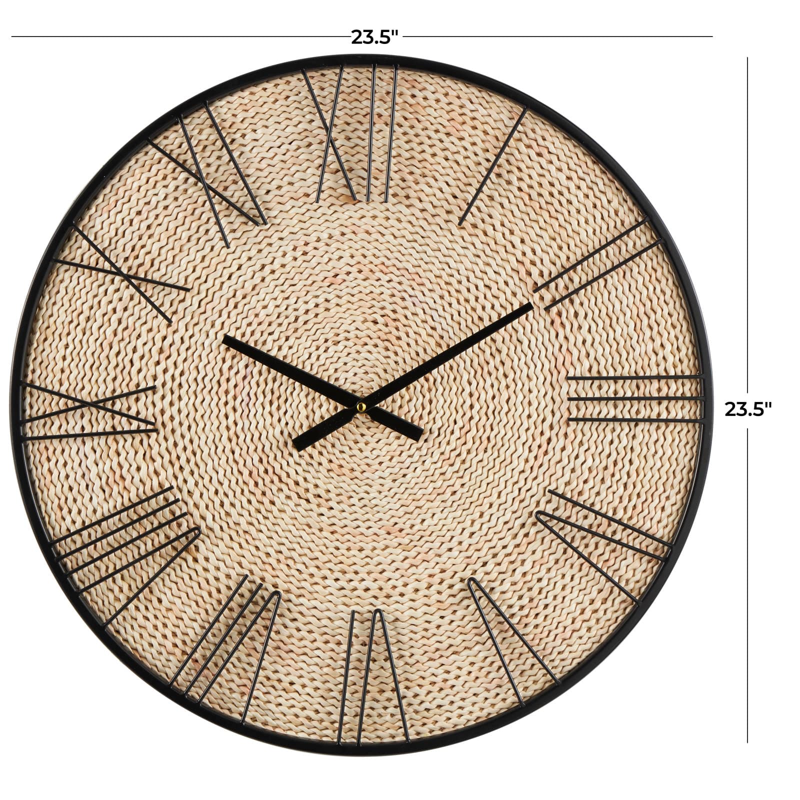 23.5&#x22; Coiled Rope Wall Clock with Black Metal Frame