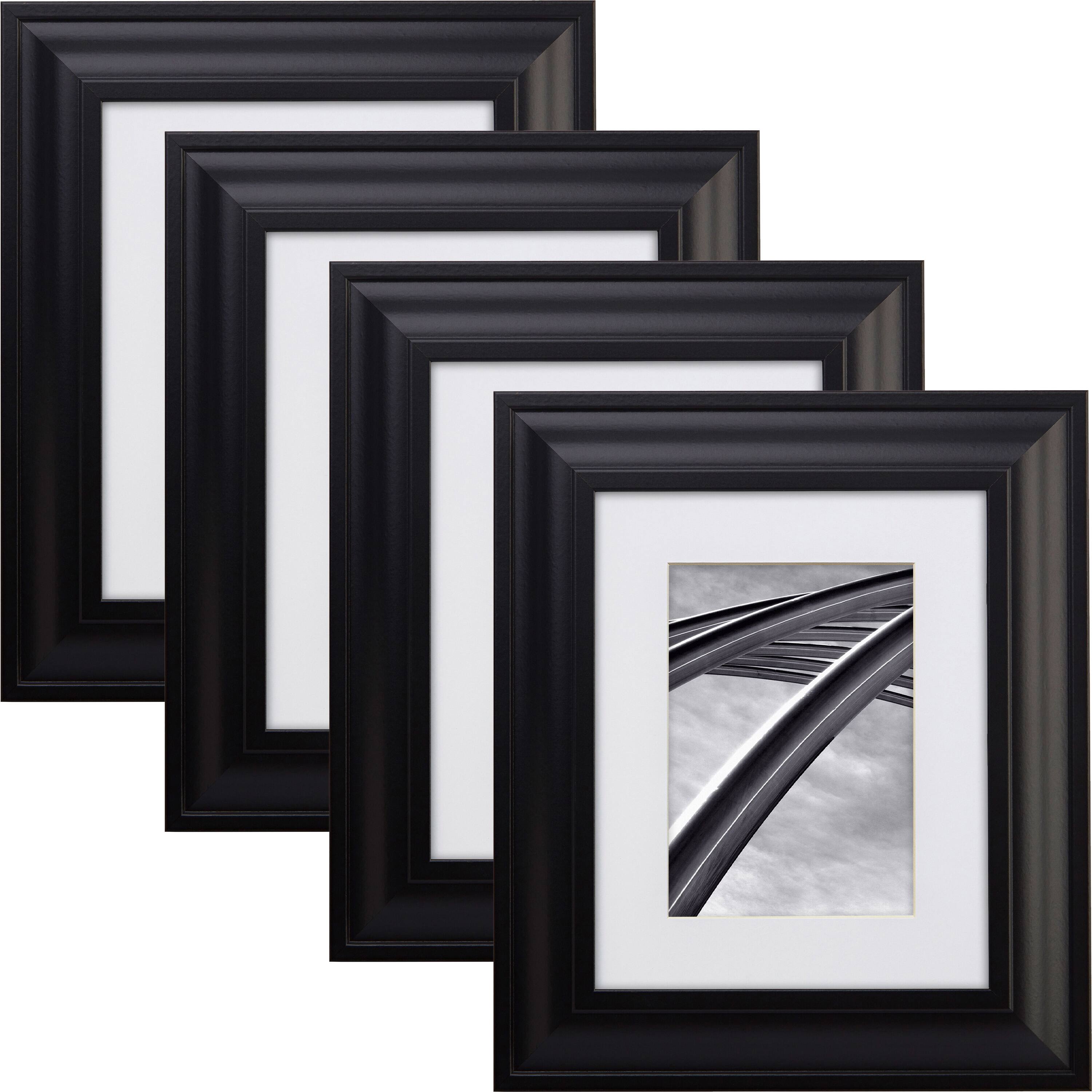 Craig Frames 4 Pack Upscale Satin Black Picture Frame with Mat