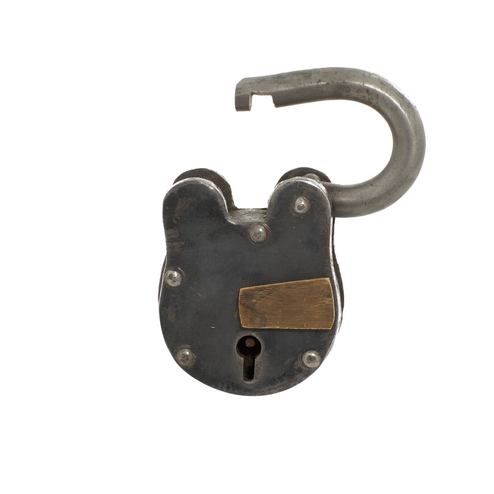 Grey Metal Industrial Lock and Key, 2&#x22; x 4&#x22; x 2&#x22;