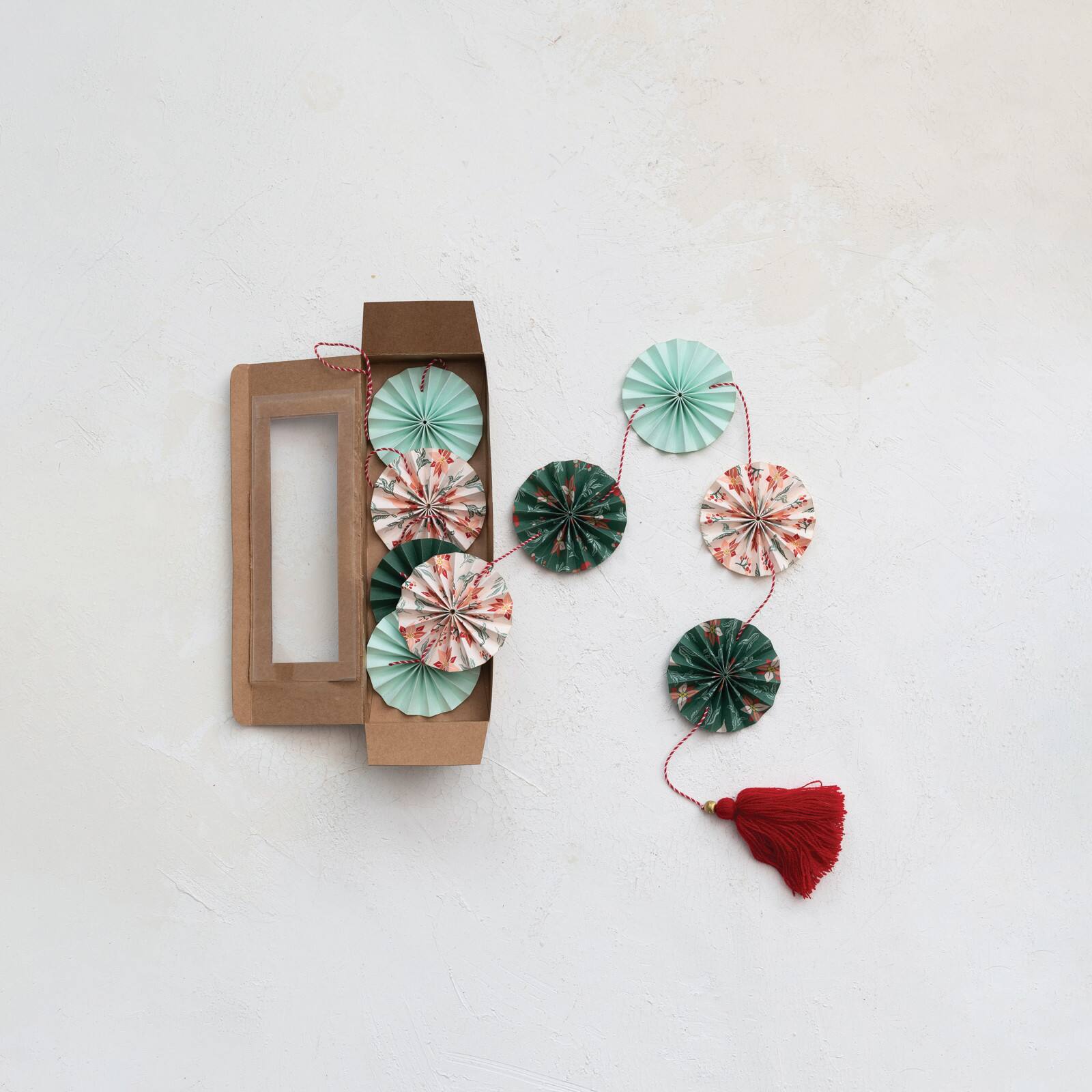 Hello Honey® 5ft. Multicolor Handmade Recycled Paper Fan Garland with Cotton Tassel