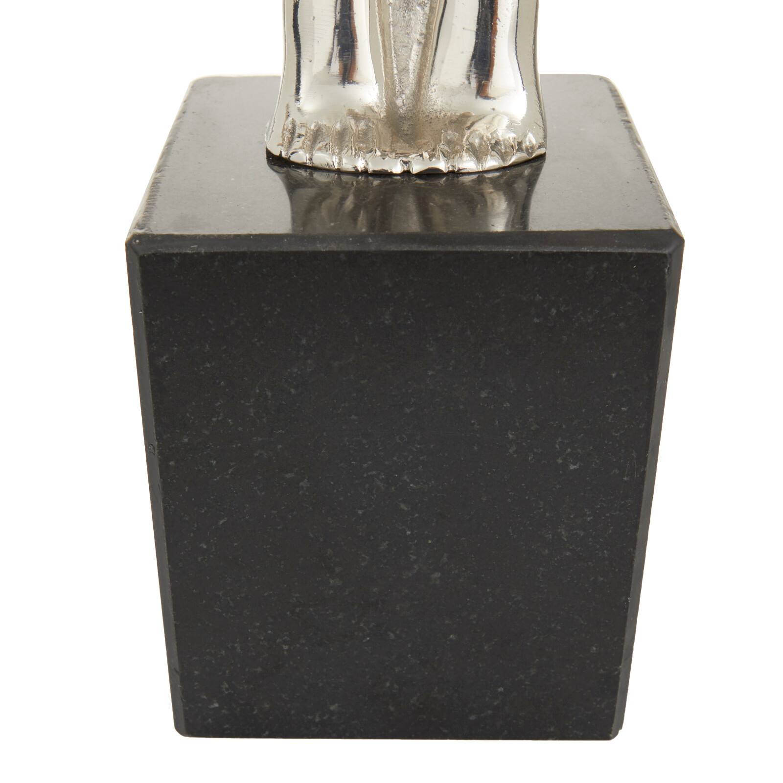 Silver Aluminum Contemporary People Sculpture, 30" x 5" x 17"