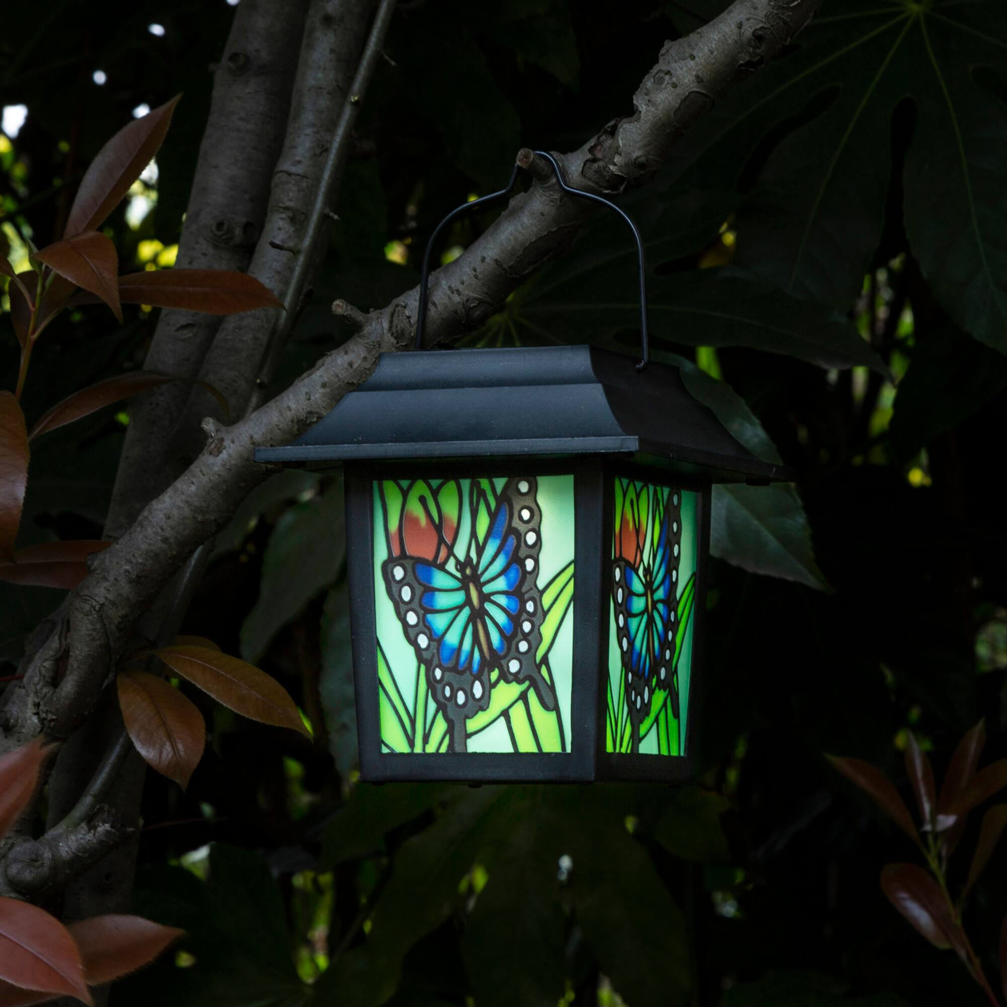 Glitzhome® 30" Solar Powered Butterfly Pattern Garden Lamp with Stakes, 2ct.