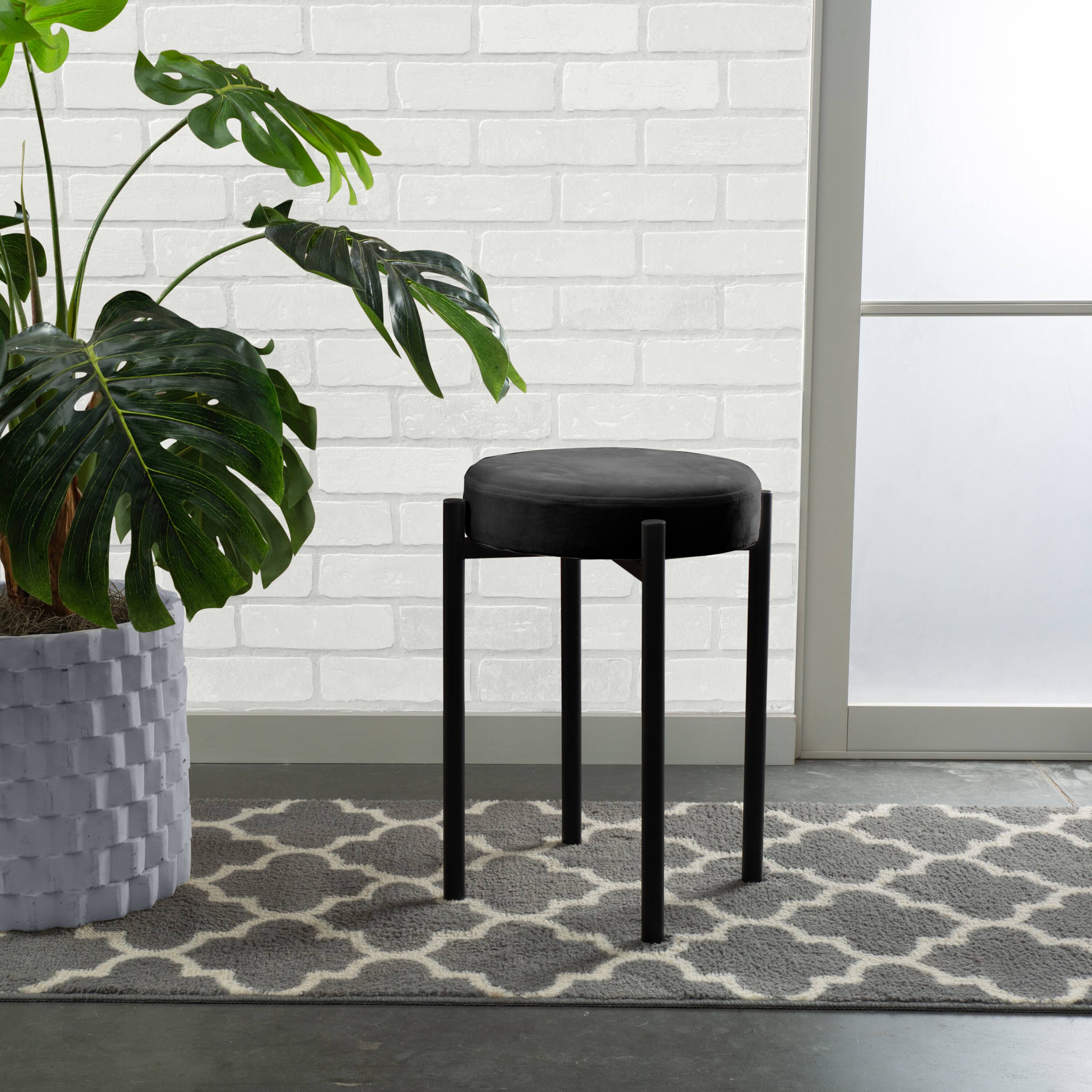 Home Details 18&#x22; Velour Vanity Stool