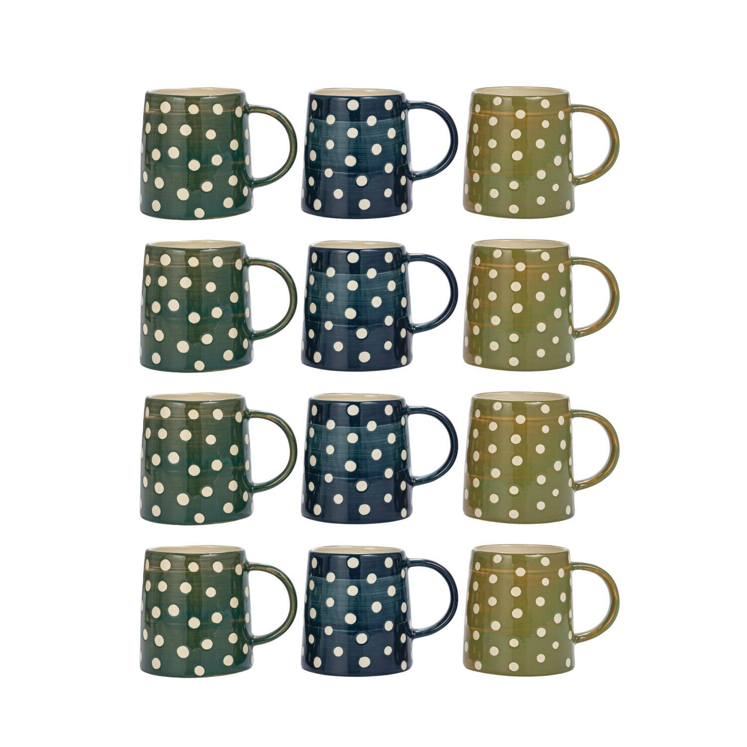 Hello Honey&#xAE; 14oz. Green Polka Dot Ceramic Mugs, 12ct.