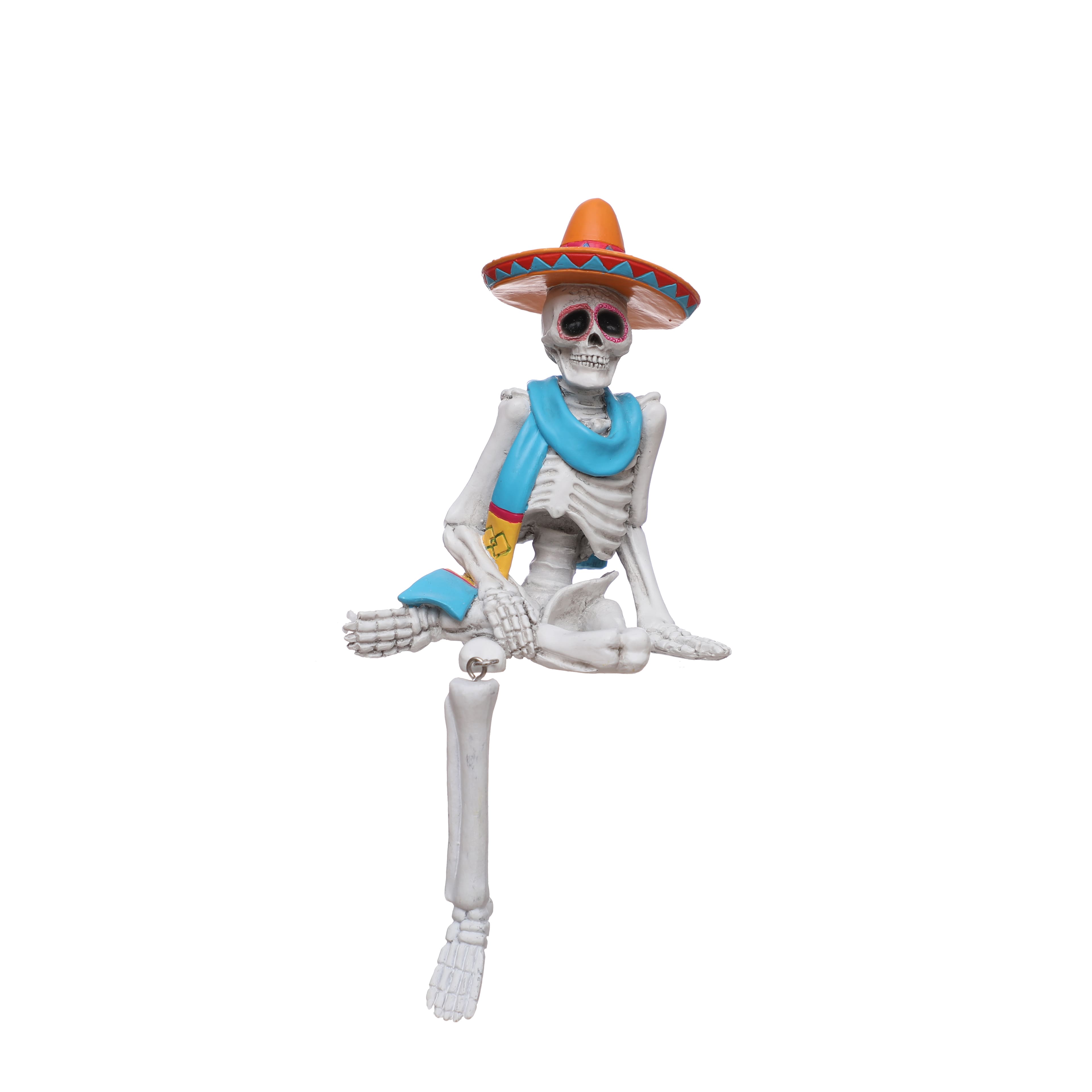 9&#x22; Day of the Dead Sitting Skeleton with Sombrero Tabletop D&#xE9;cor by Ashland&#xAE;