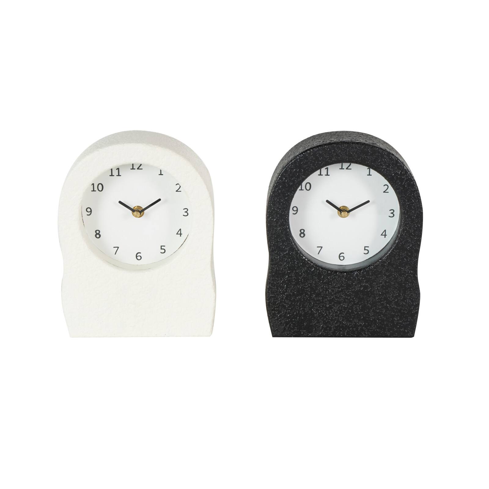 Black & White Metal Textured Decorative Clock Set