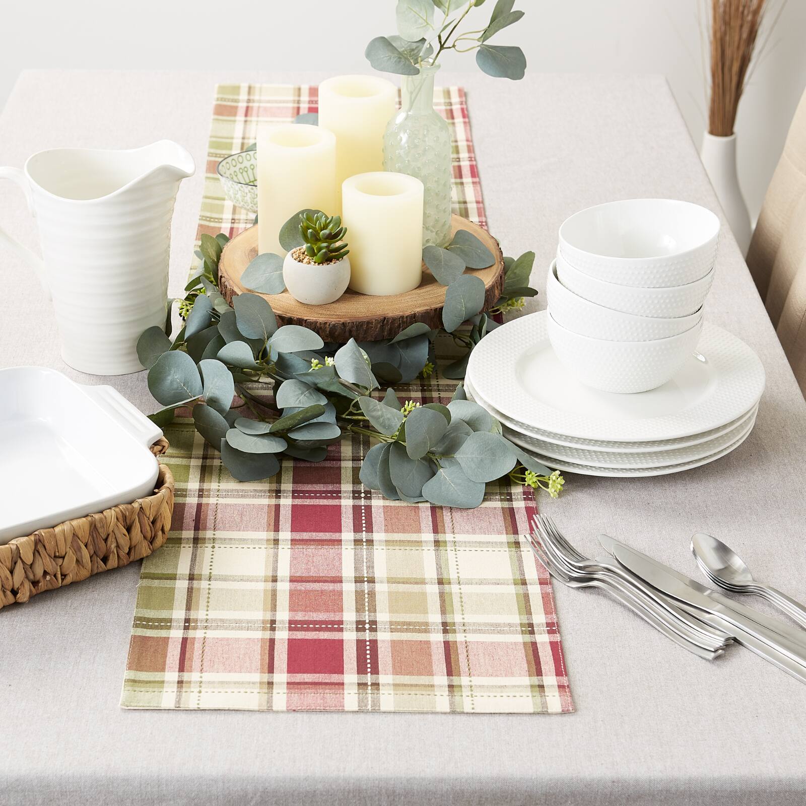 Homespun Plaid Table Runner 13" x 54"