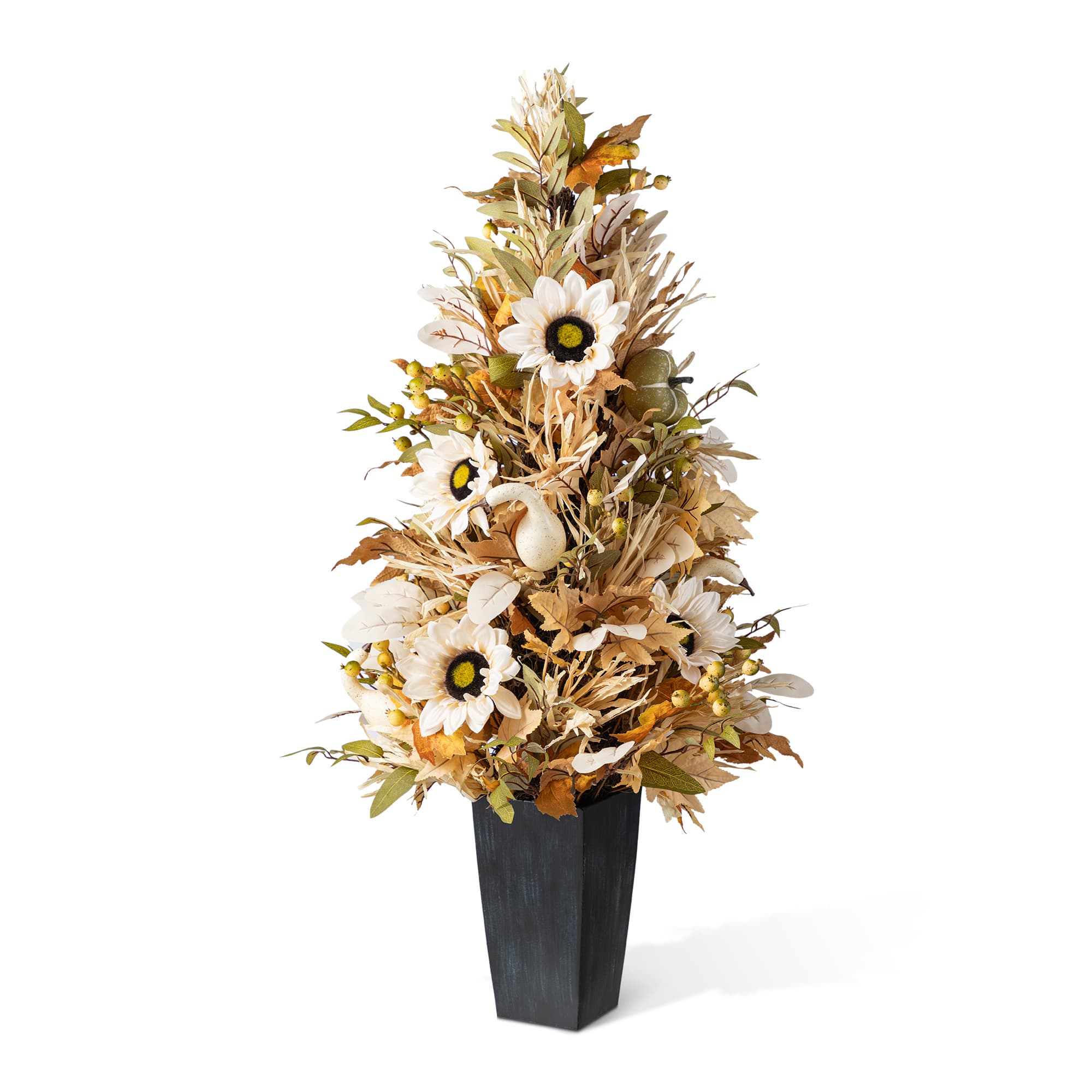 Glitzhome&#xAE; 36&#x22; Fall Neutral Sunflower, Pumpkin and Leaf Porch Tree
