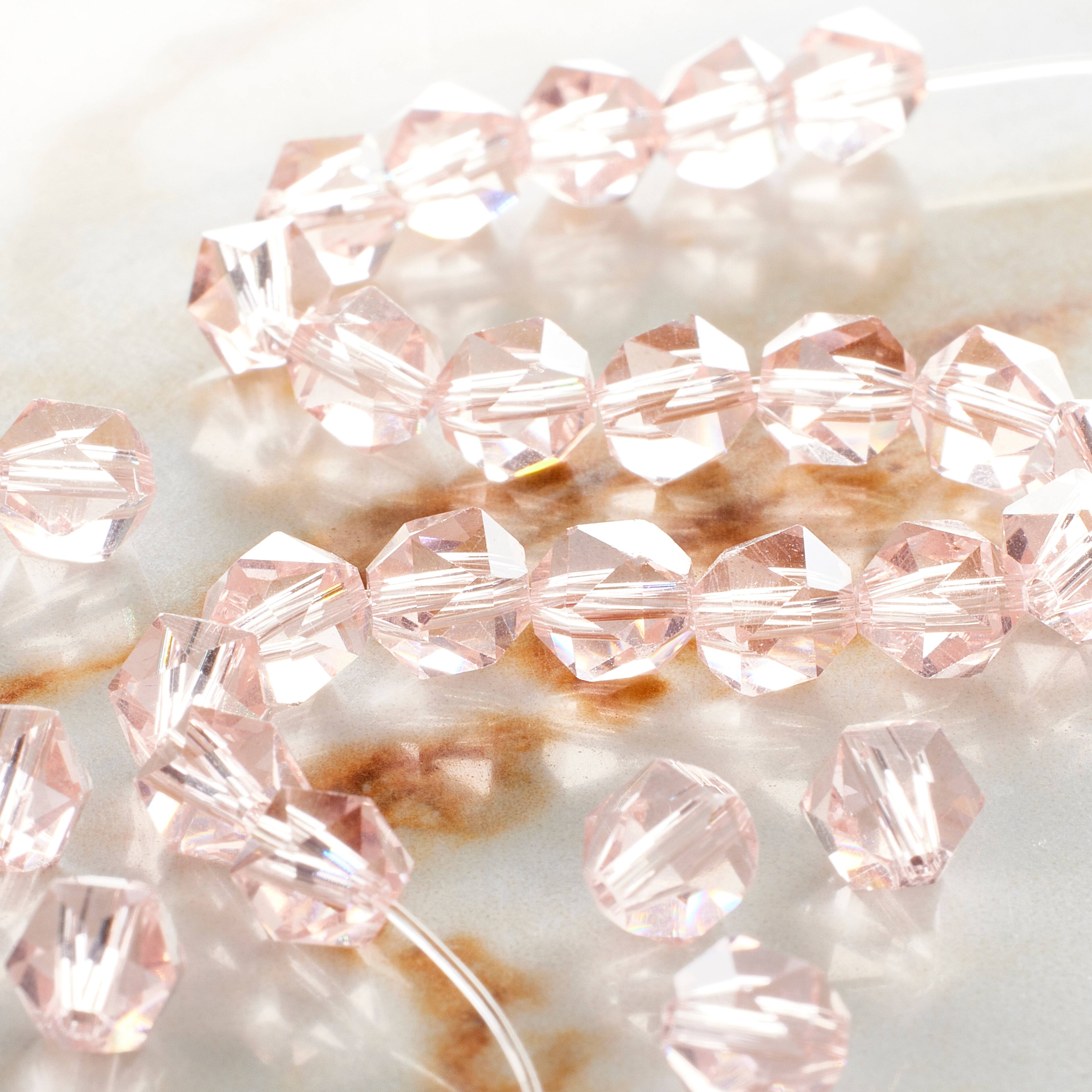 12 Pack: Pink Triangle Cut Glass Beads, 6mm by Bead Landing™