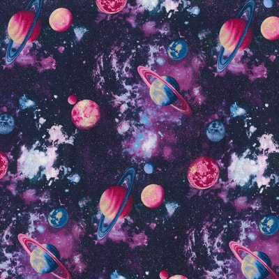 Fabric Traditions Out of This World Planets Glitter Novelty Cotton ...