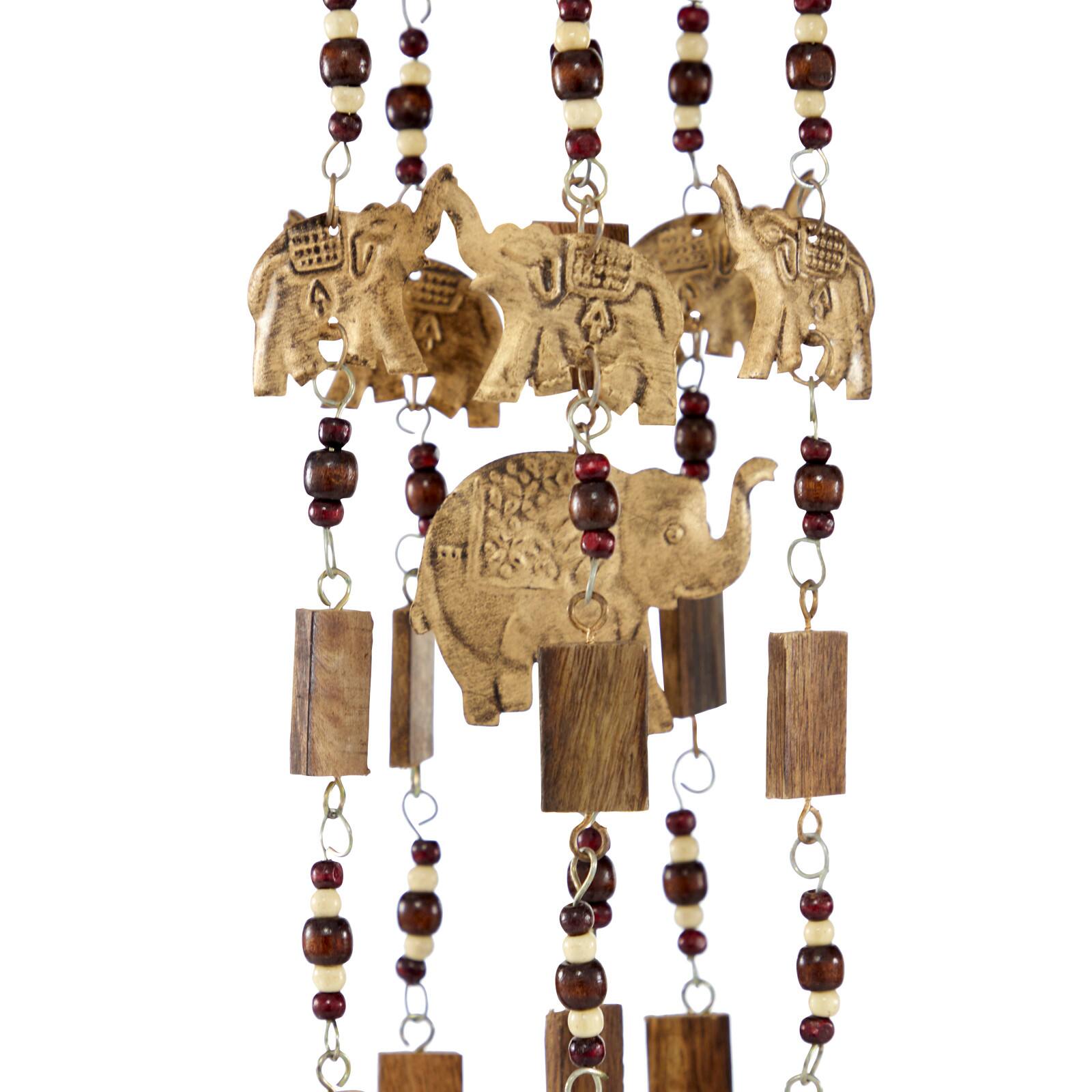 32" Brown Elephant Mango Wood Coastal Windchime