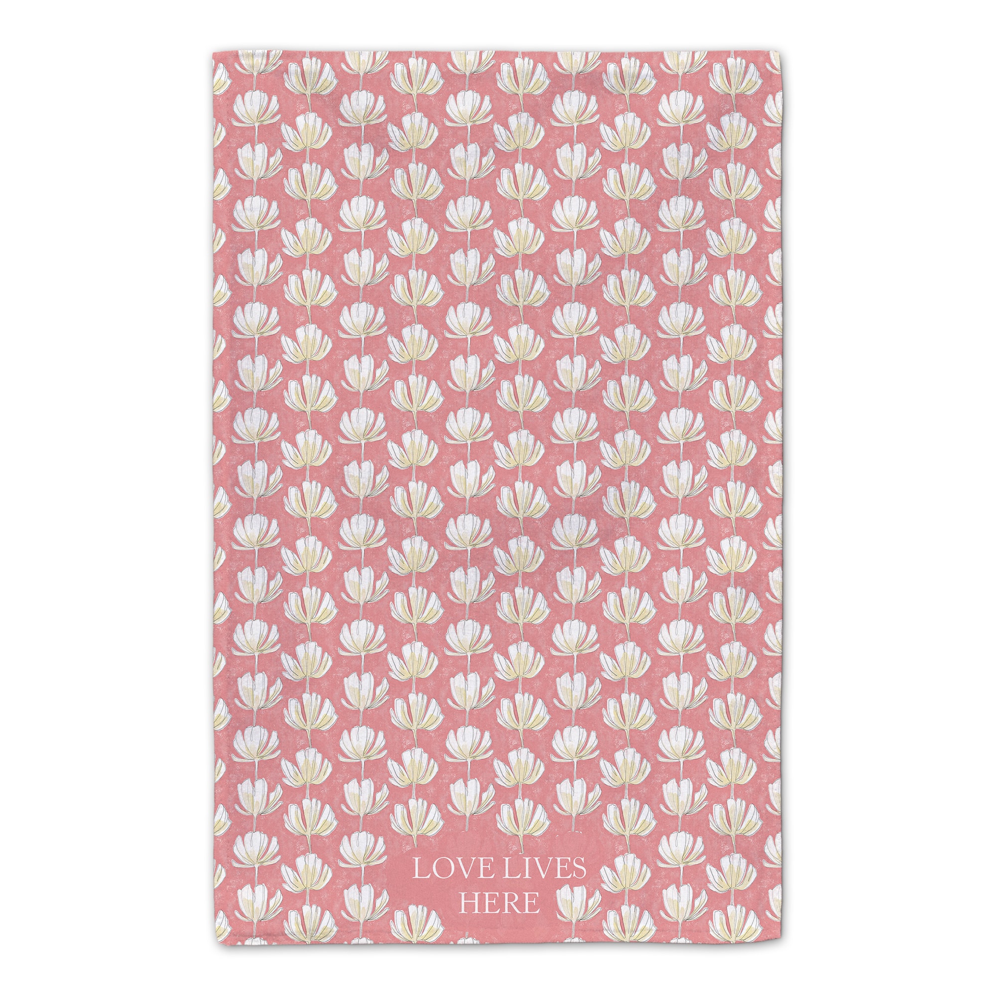 Love Lives Here Pink Floral Tea Towel Set