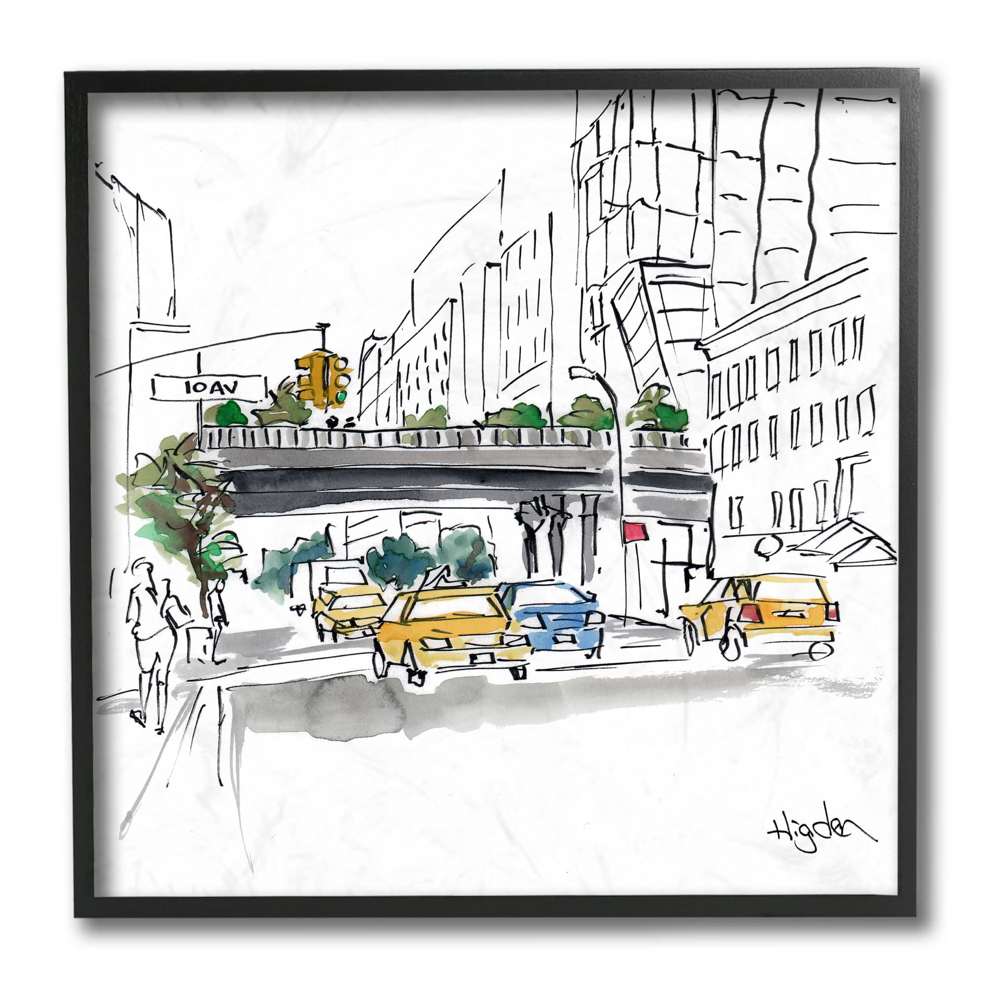Stupell Industries City Taxi Underpass Urban Architecture Watercolor, 12" x 12"