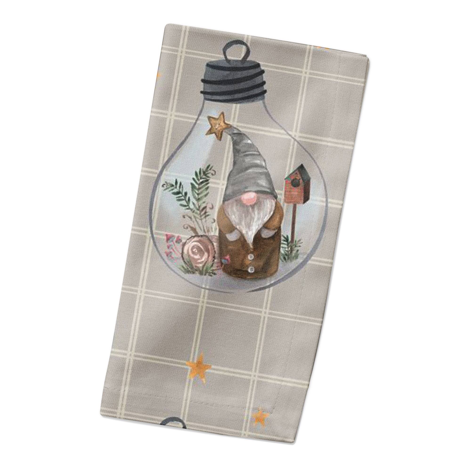 Check Gnome Globe Pattern Cotton Twill Napkin