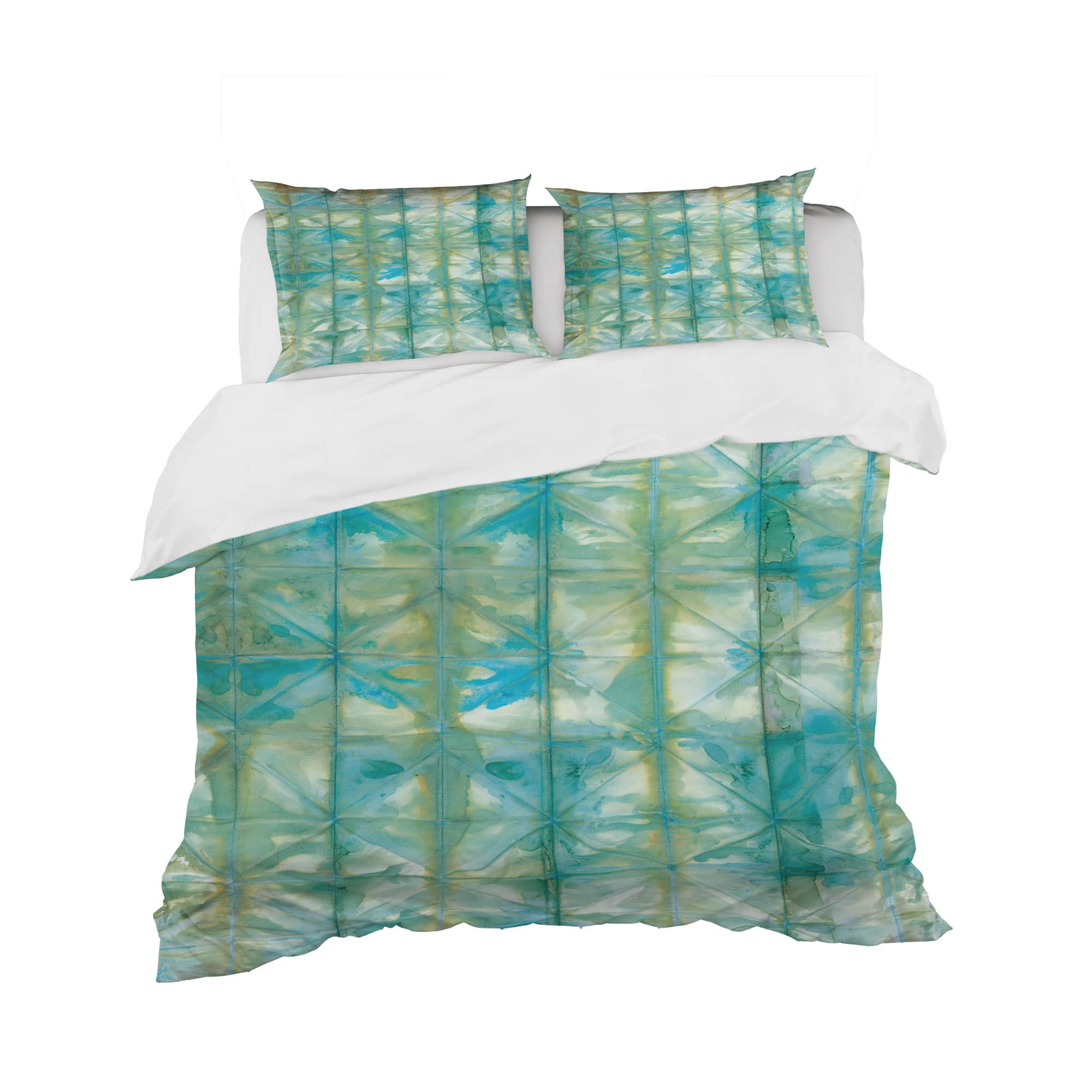 Designart &#x27;Blue diamonds minimal geometric I&#x27; Geometric Bedding Set - Duvet Cover &#x26; Shams