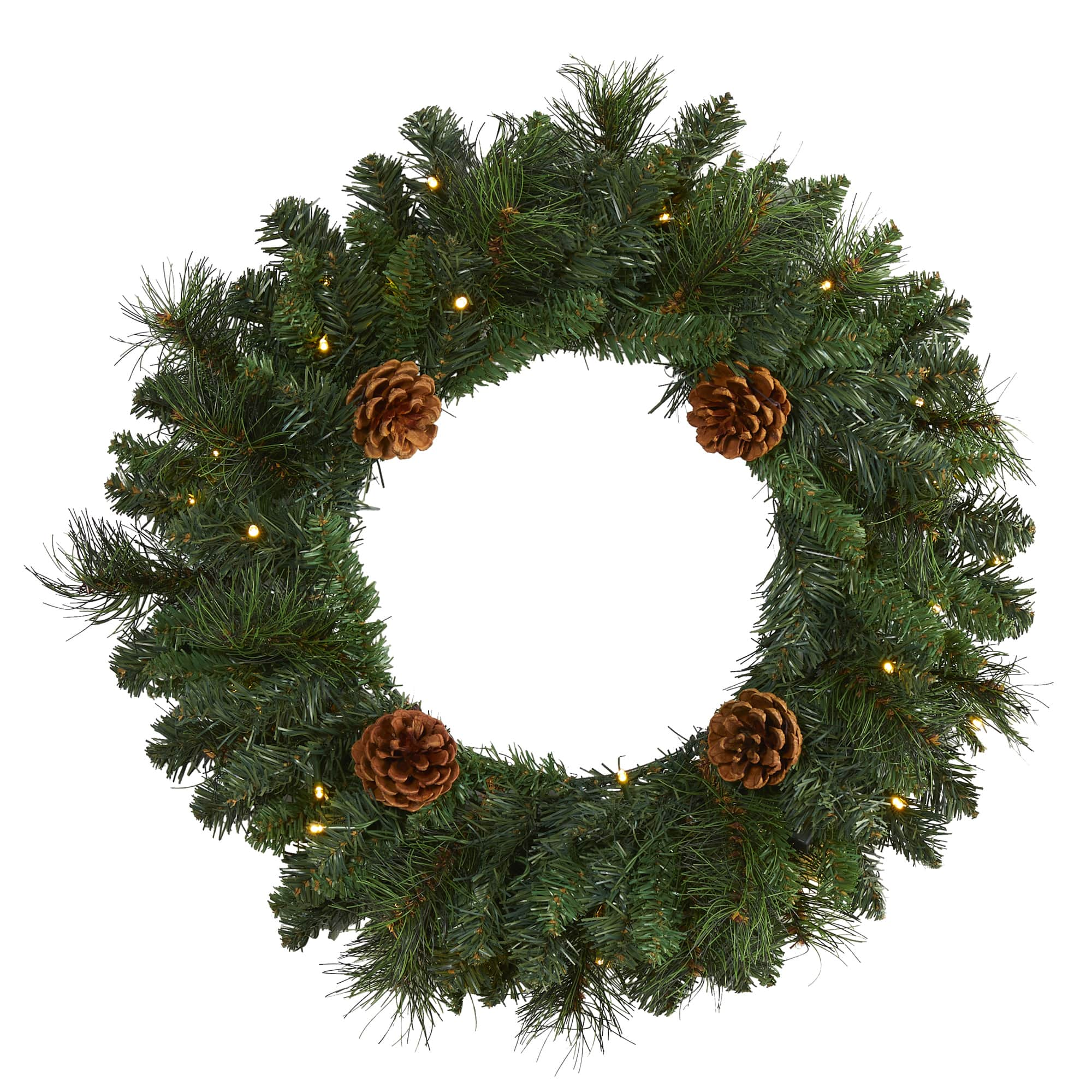 20&#x22; LED Pine &#x26; Pinecone Artificial Christmas Wreath