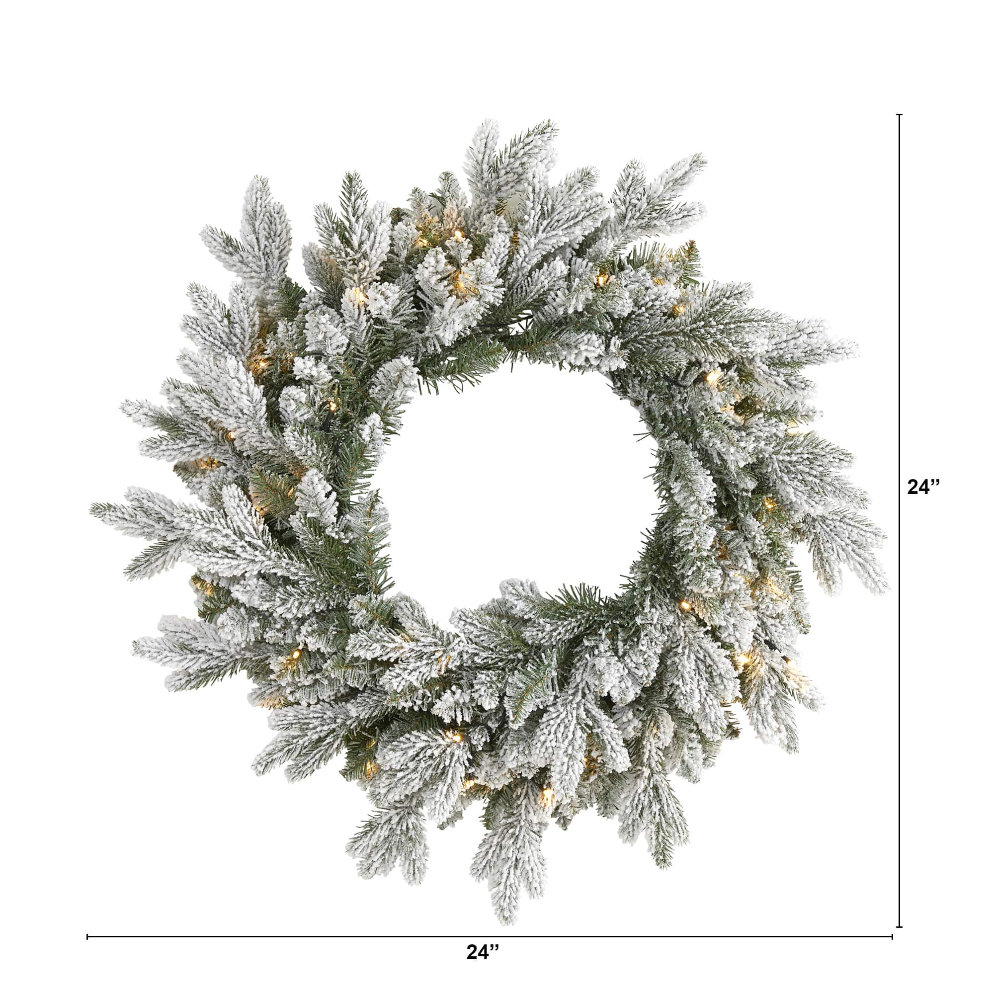24" LED Flocked Artificial Christmas Wreath