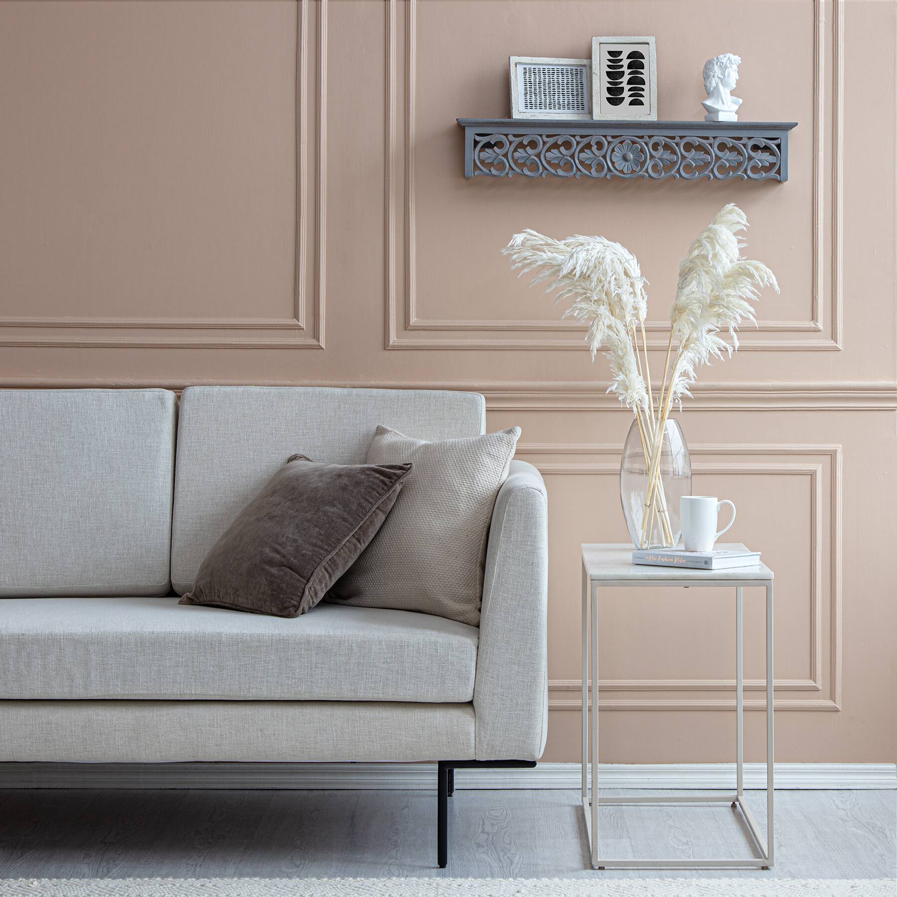 Habitat 30" Carved Gray Decorative Shelf