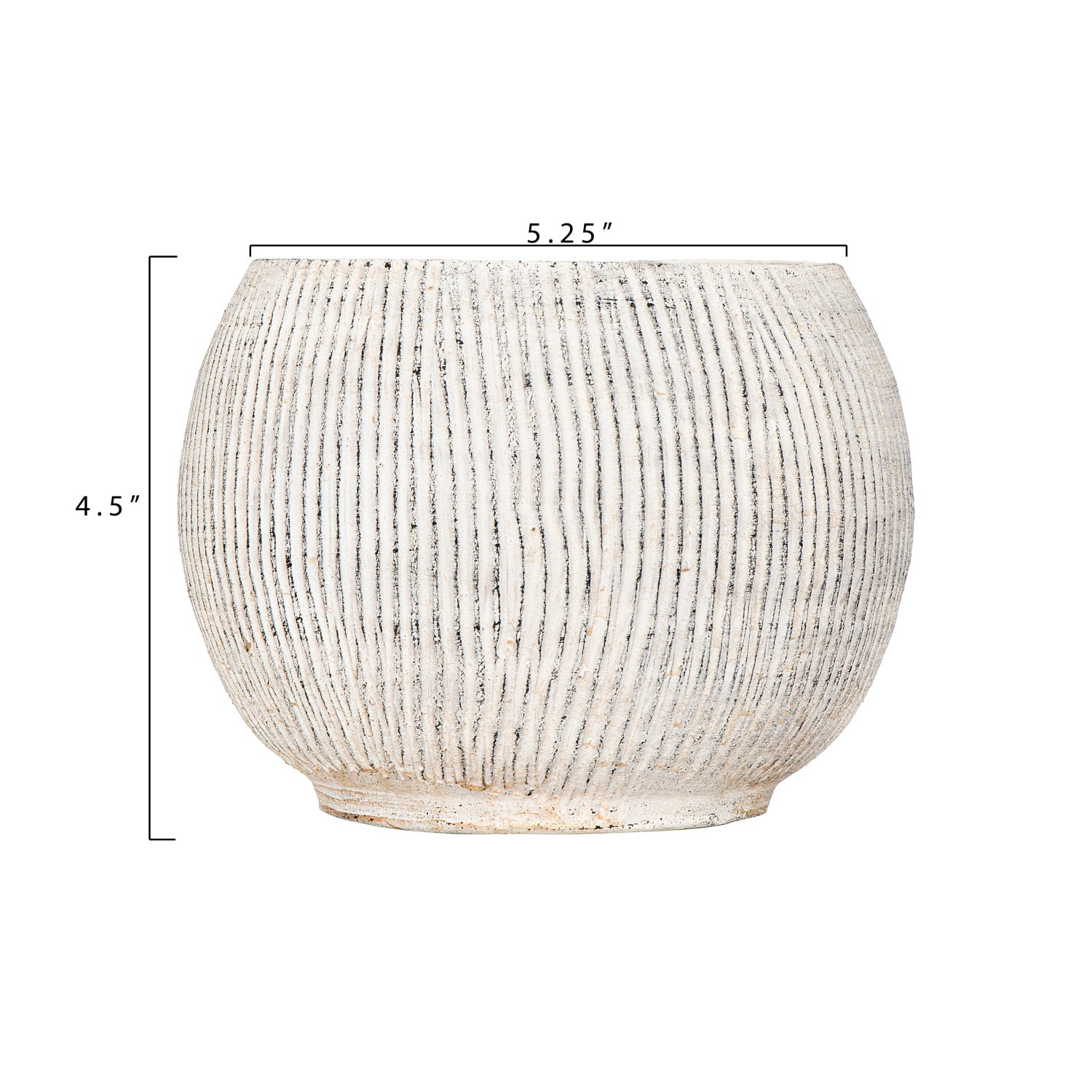 Hello Honey® 5" Distressed Cream Fluted Texture Terra Cotta Planter