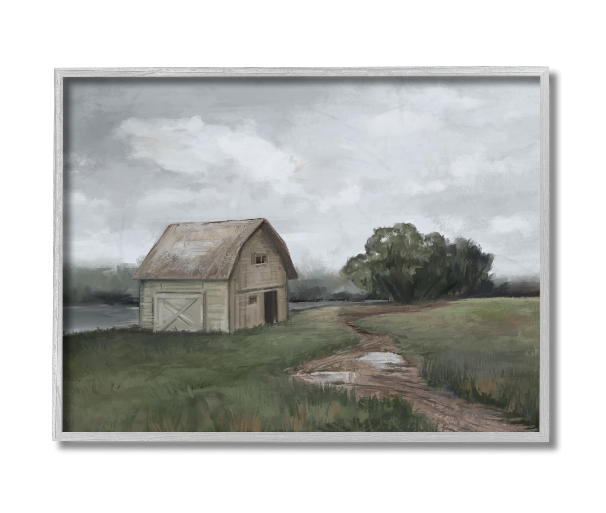 Stupell Industries Cloudy Barn Wall Art in Gray Frame