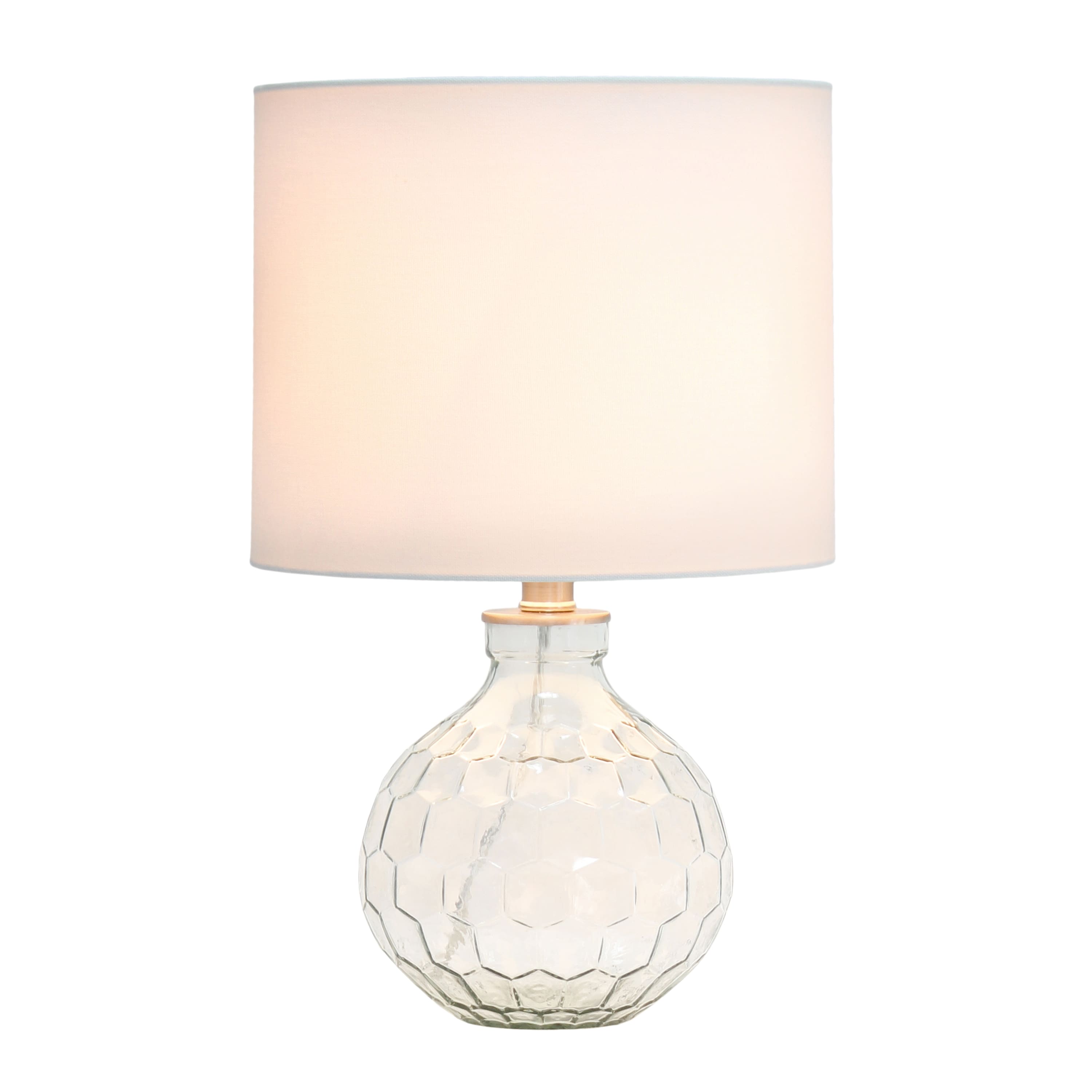 Lalia Home 18&#x22; Clear Honeycomb Glass Table Lamp with White Shade