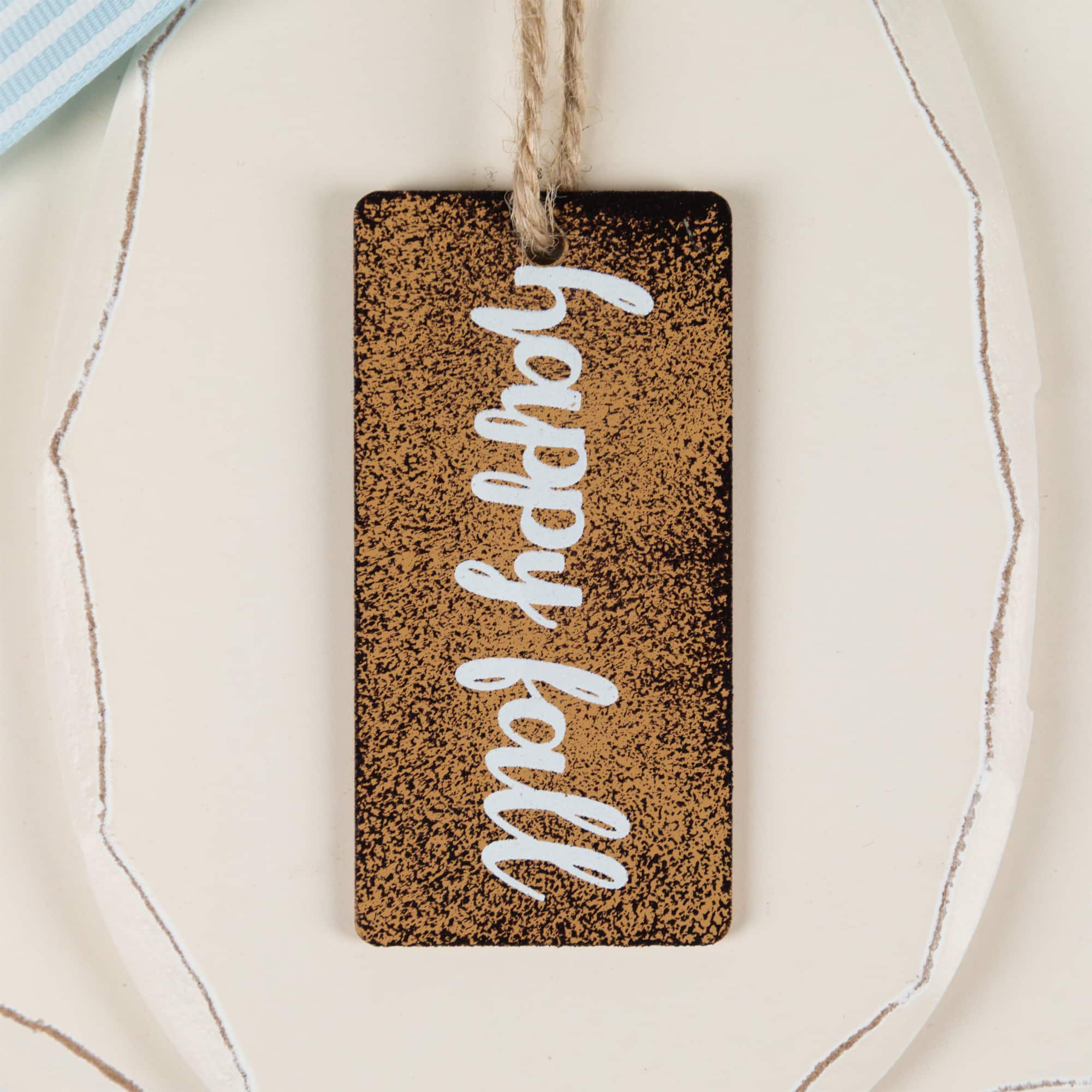 9" Beige Happy Fall Wooden Pumpkin Fall Harvest Decoration