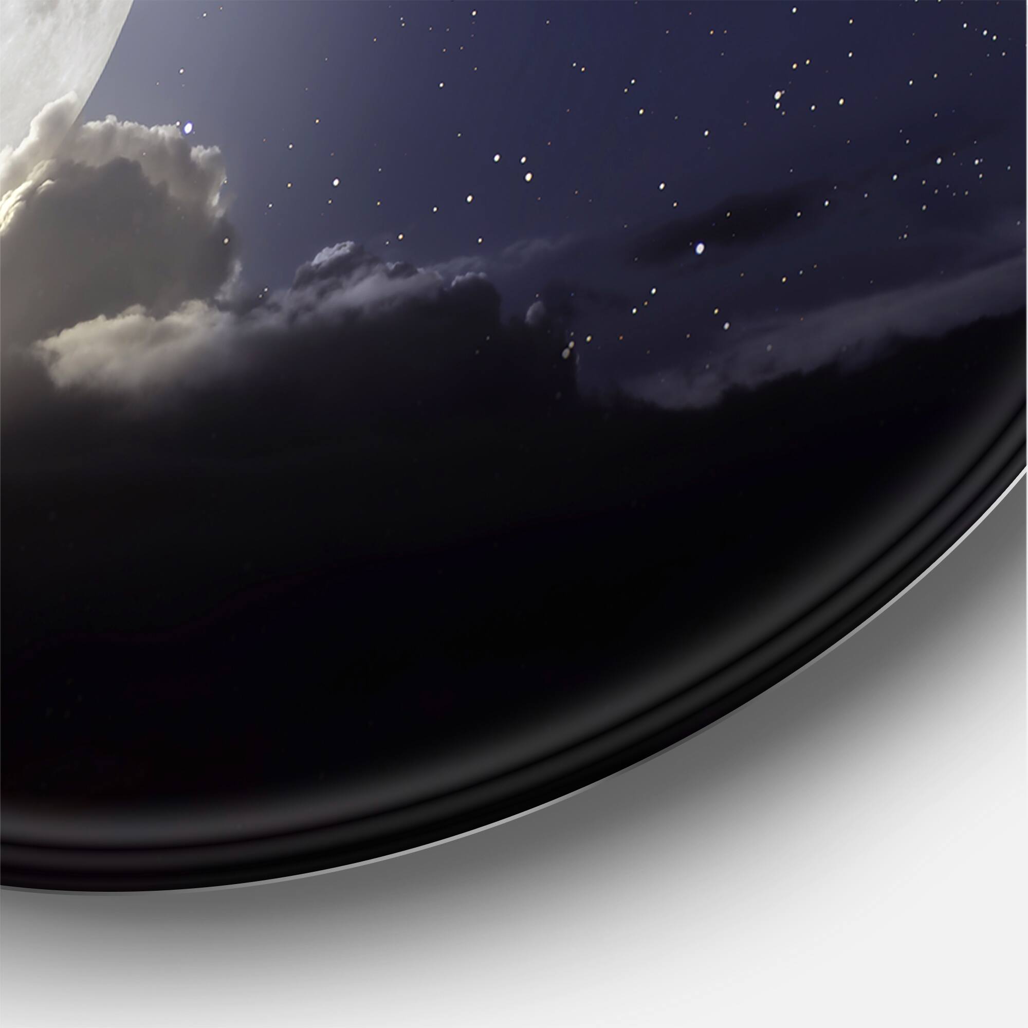 Designart - Full Moon Rising In A Cloudy Night