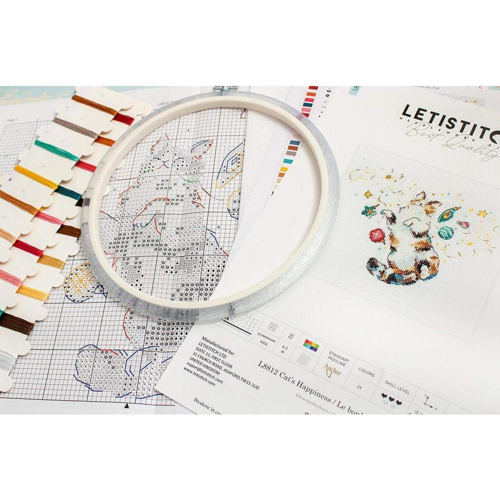 LetiStitch Cat&#x27;s Happiness Counted Cross Stitch Kit