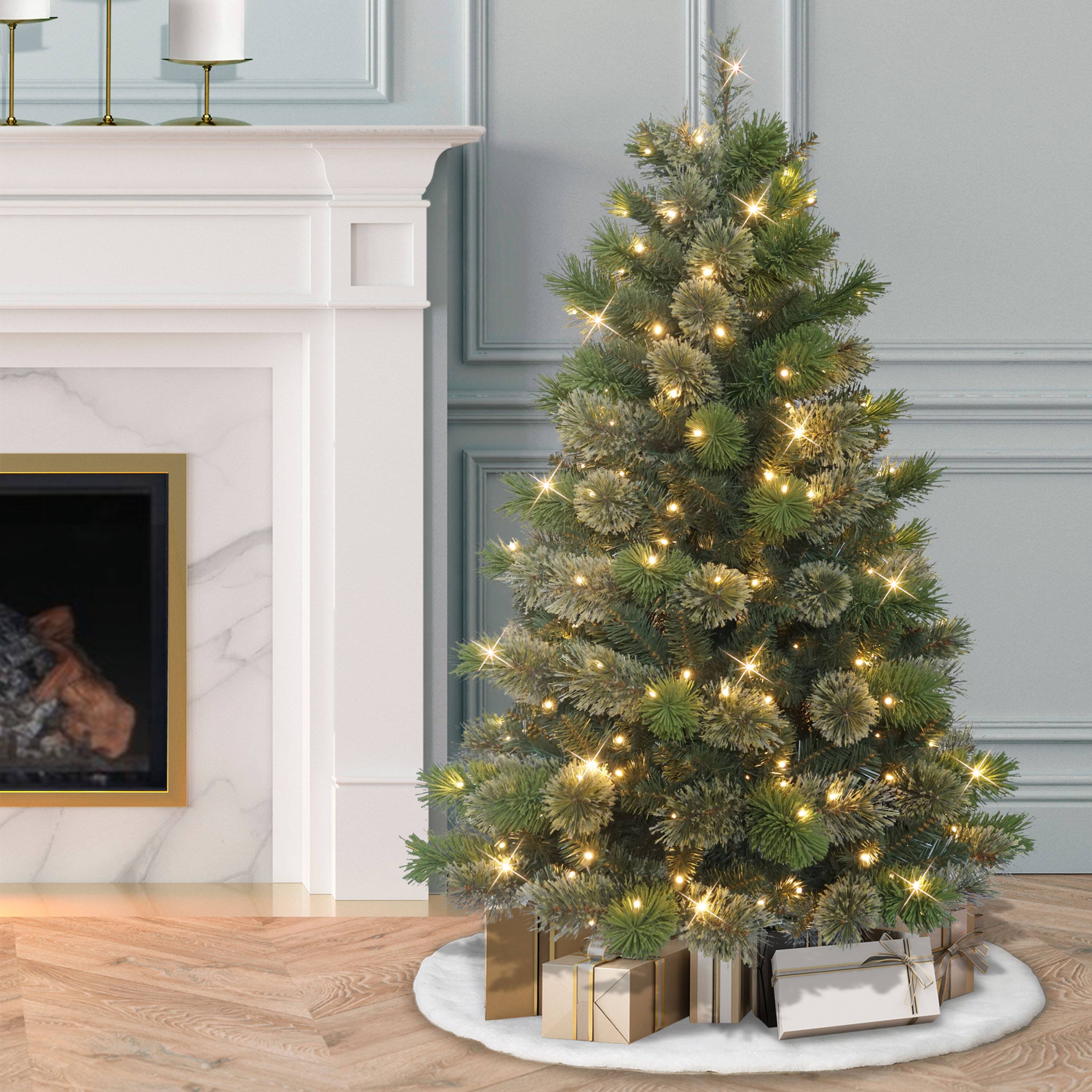 4.5ft. Pre-Lit Oklahoma Pine Artificial Christmas Tree, Warm White LED Lights