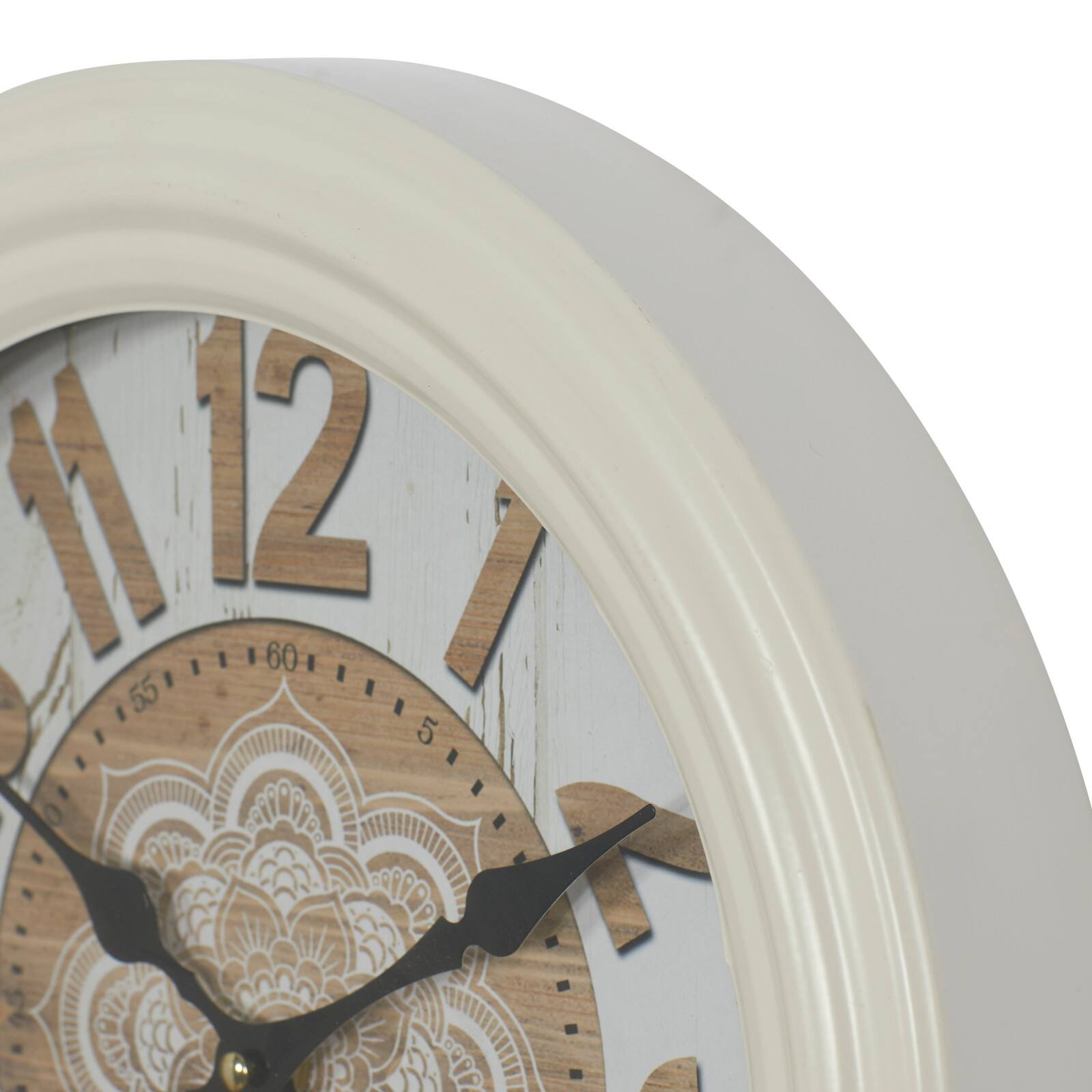 White Metal Farmhouse Wall Clock, 14&#x22; x 14&#x22; x 3&#x22;