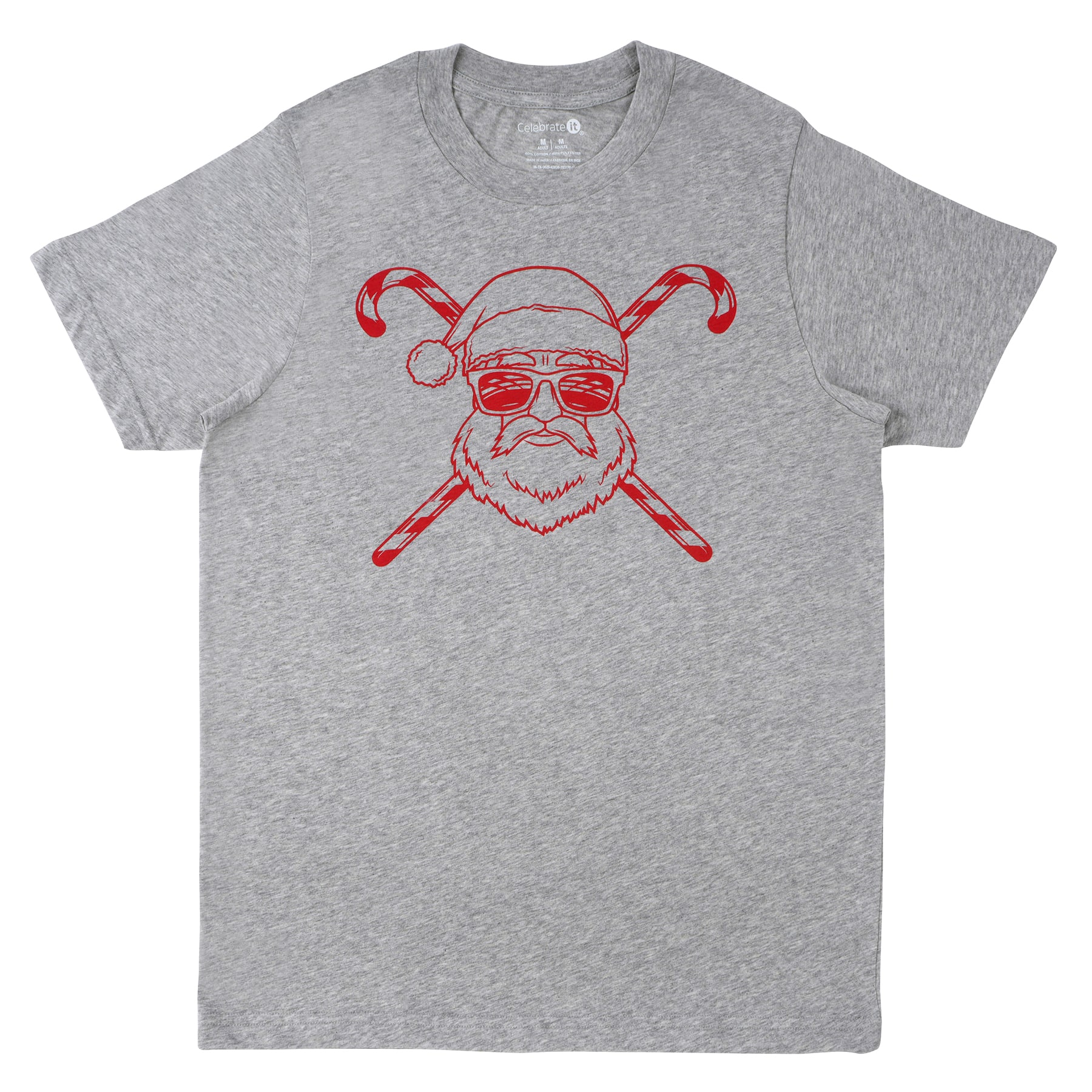 Gray Cool Santa Adult Crew Neck T-Shirt by Celebrate It