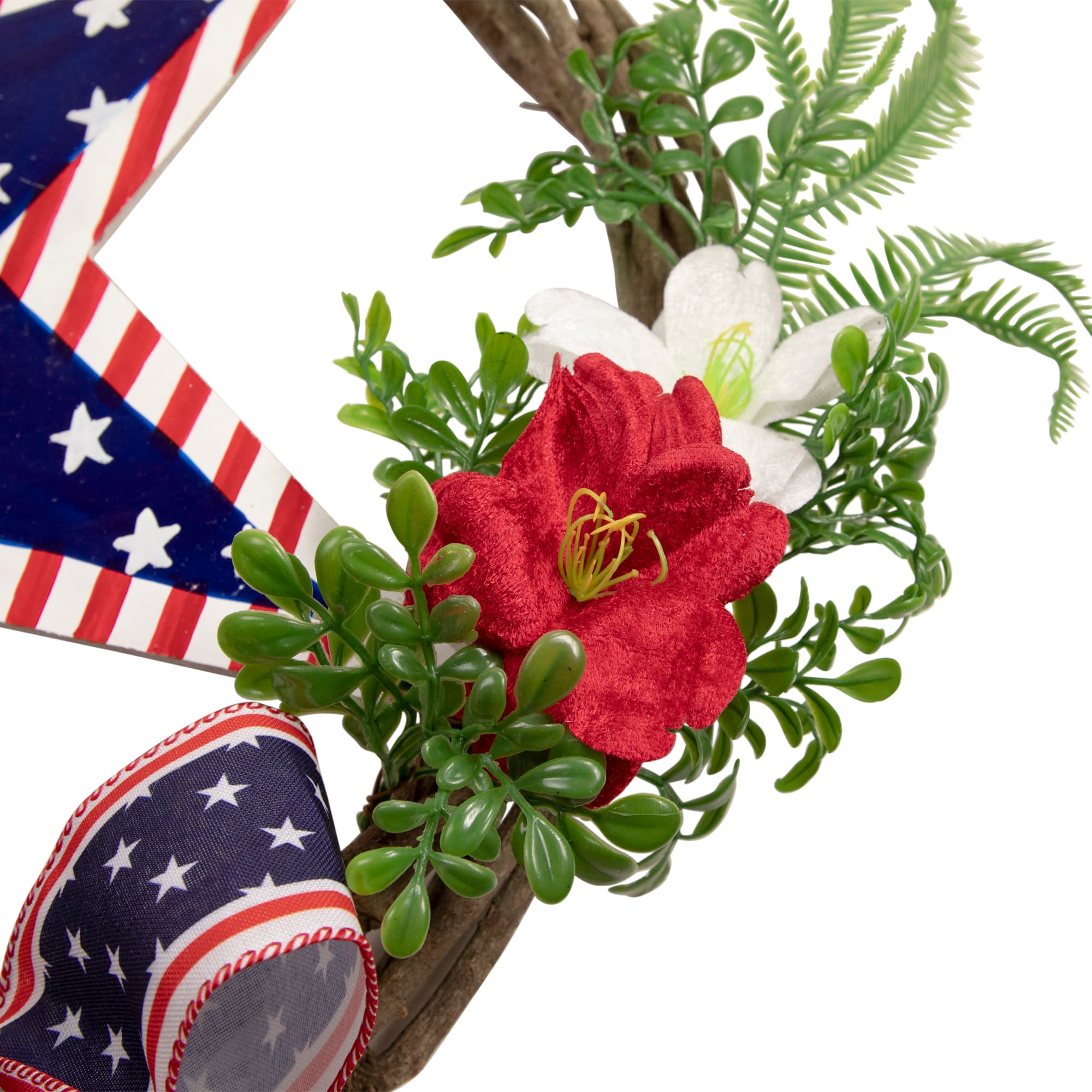 24" Americana Star & Mixed Floral Patriotic Wreath